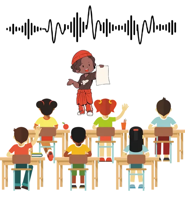 Illustration representing speech fluency support and confidence in communication