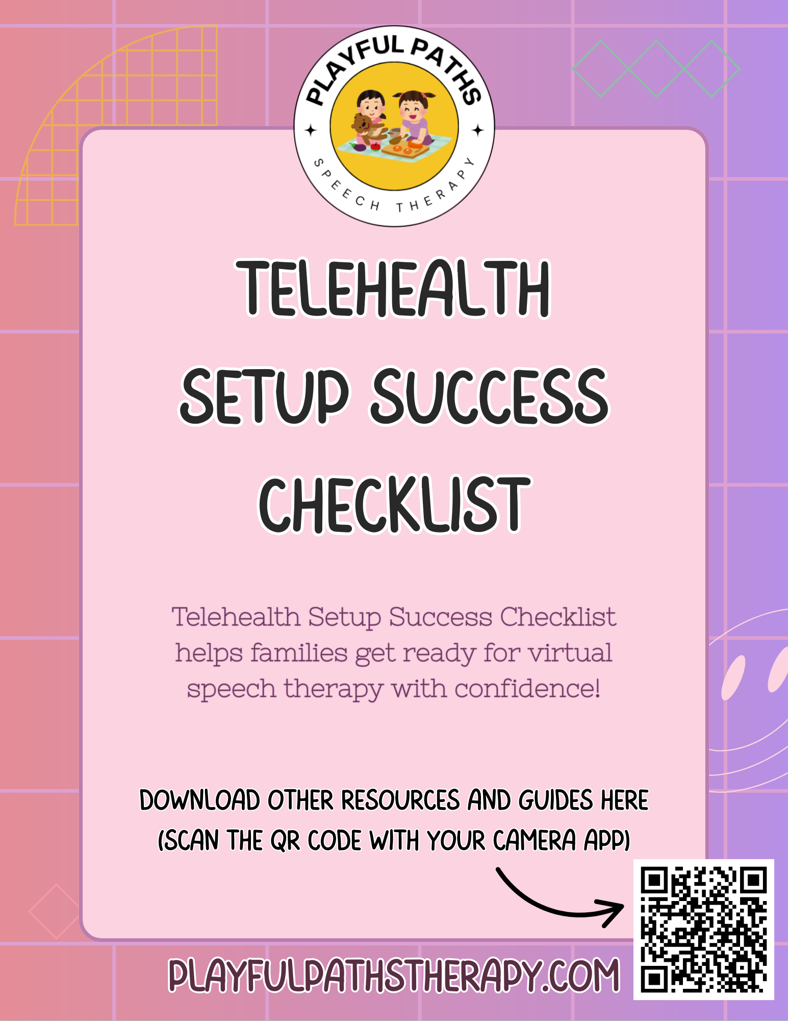 Speech Therapy Telehealth Setup Success Checklist Cover