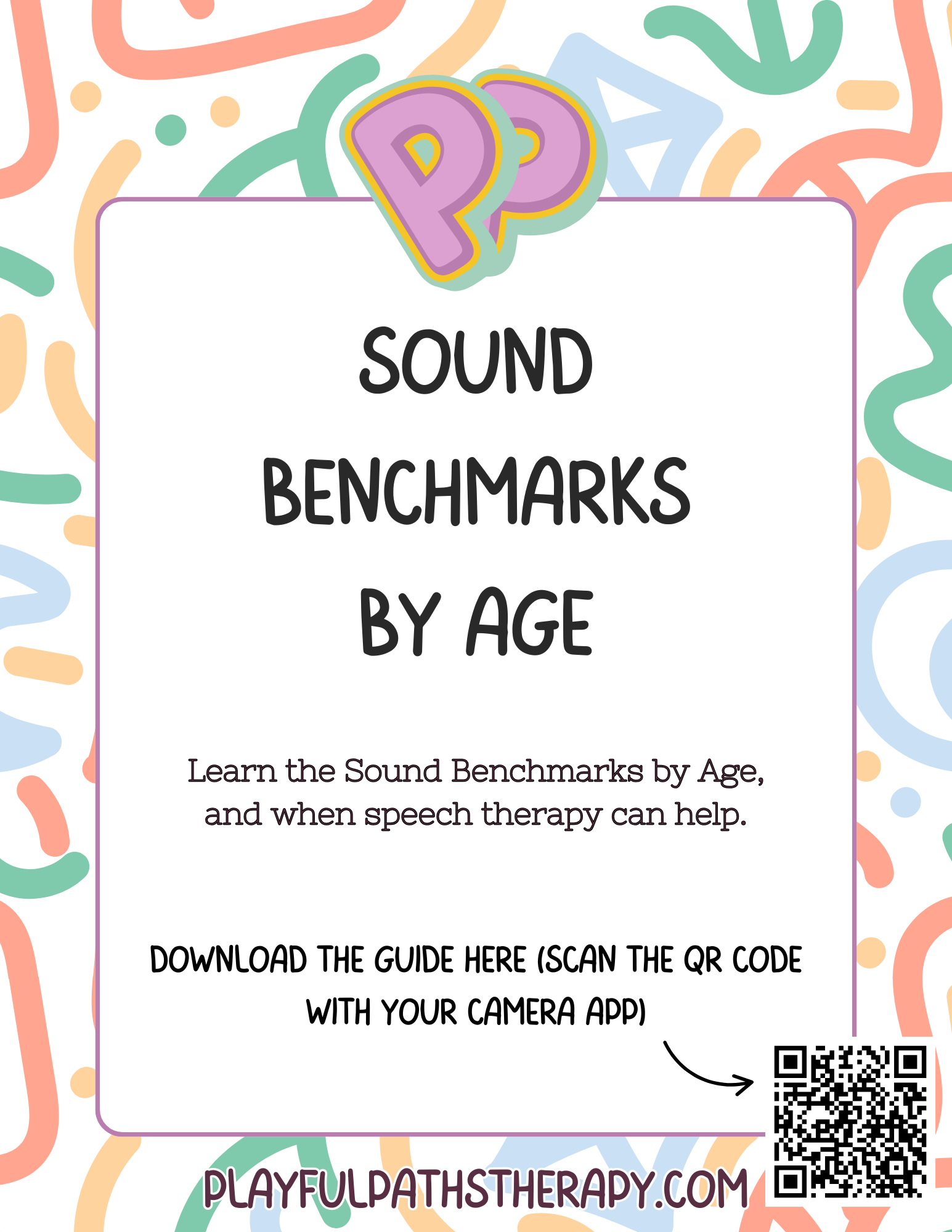 Sound Benchmarks by Age PDF Cover Playful Paths Speech Therapy LLC