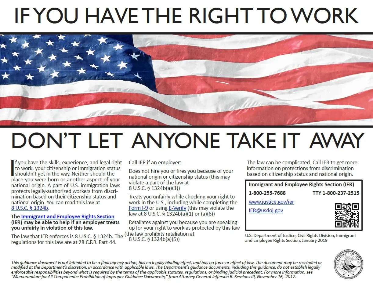 Right to work poster (English)