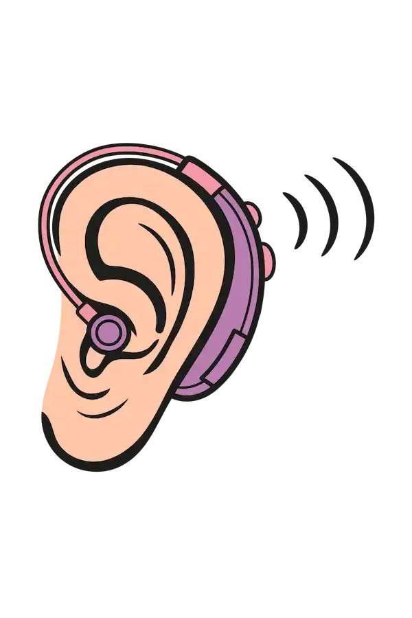 Illustration of an ear with sound waves, representing listening-based speech therapy
