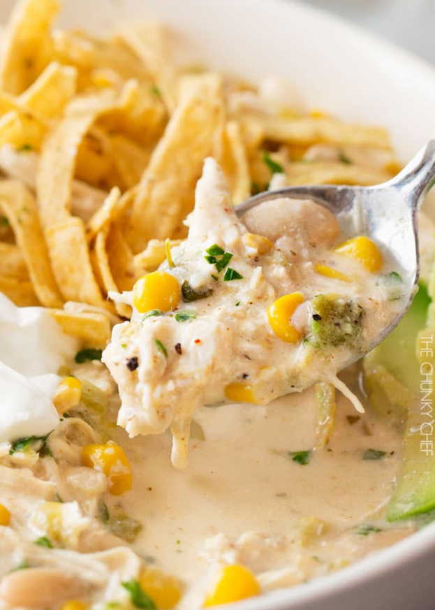 Creamy Crockpot White Chicken Chili