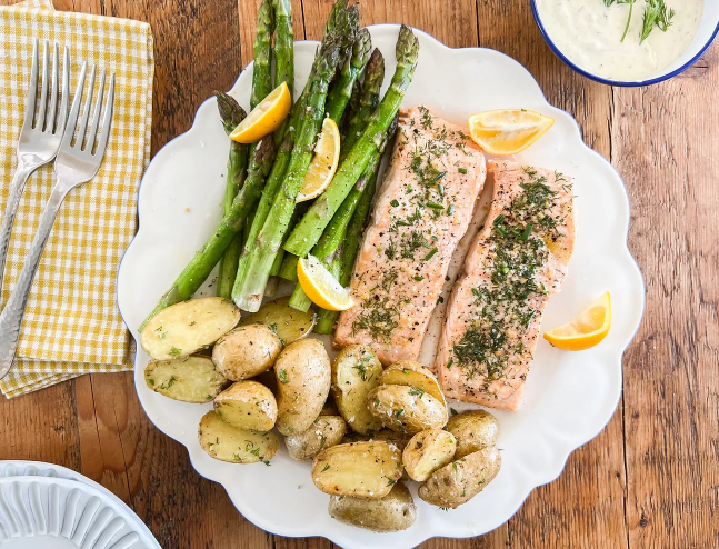 Sheet Pan Spring Salmon