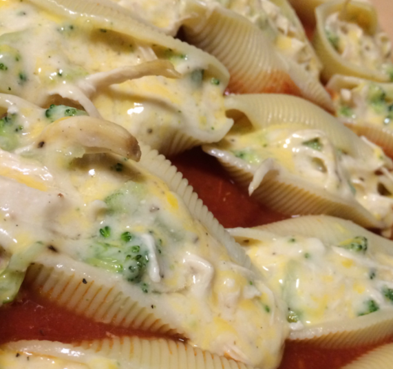 Chicken Broccoli Alfredo Stuffed Shells