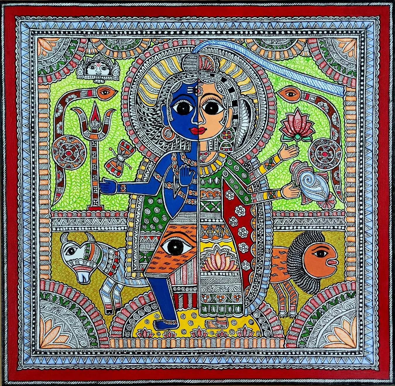   Ardhanarishwar Union of Shiva and Parvati   
Nupur Nishith 
Acrylic on Canvas 
$1,001