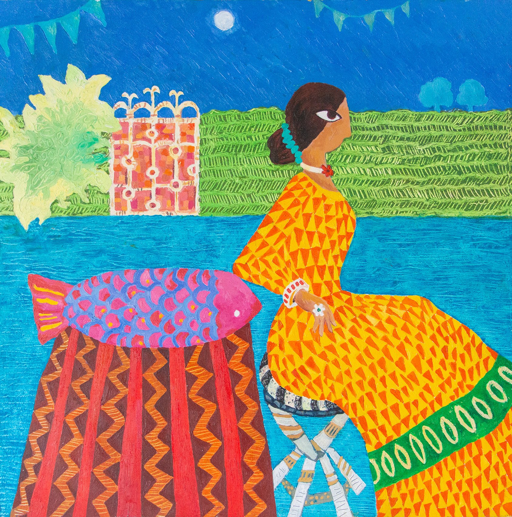   The Gift   
Preeti Singh 
Oil Paint on Maple Board 
Not for Sale