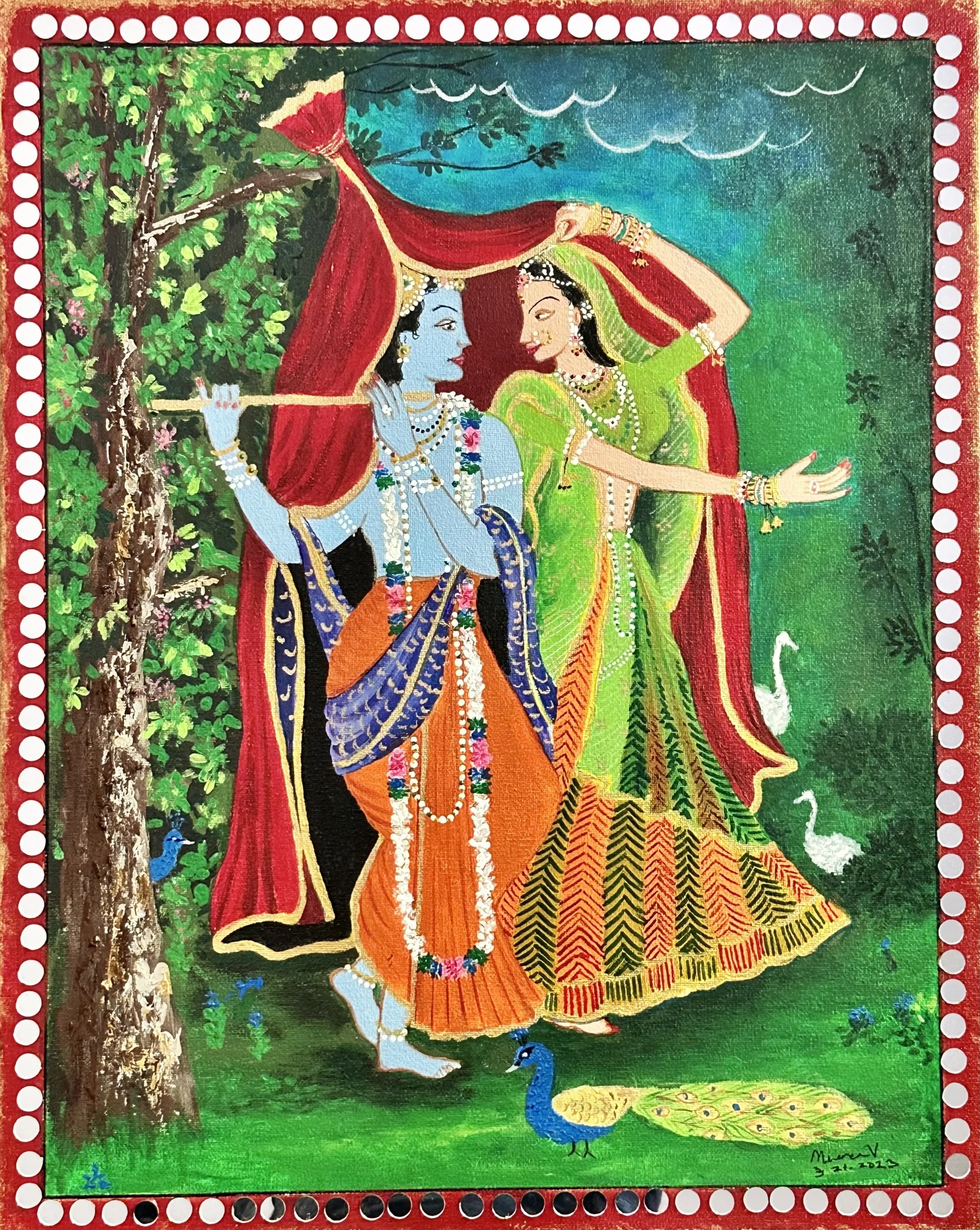   Radha Krishna - The Divine Dance   
Meena Venu 
Acrylic on Canvas 
Not for Sale