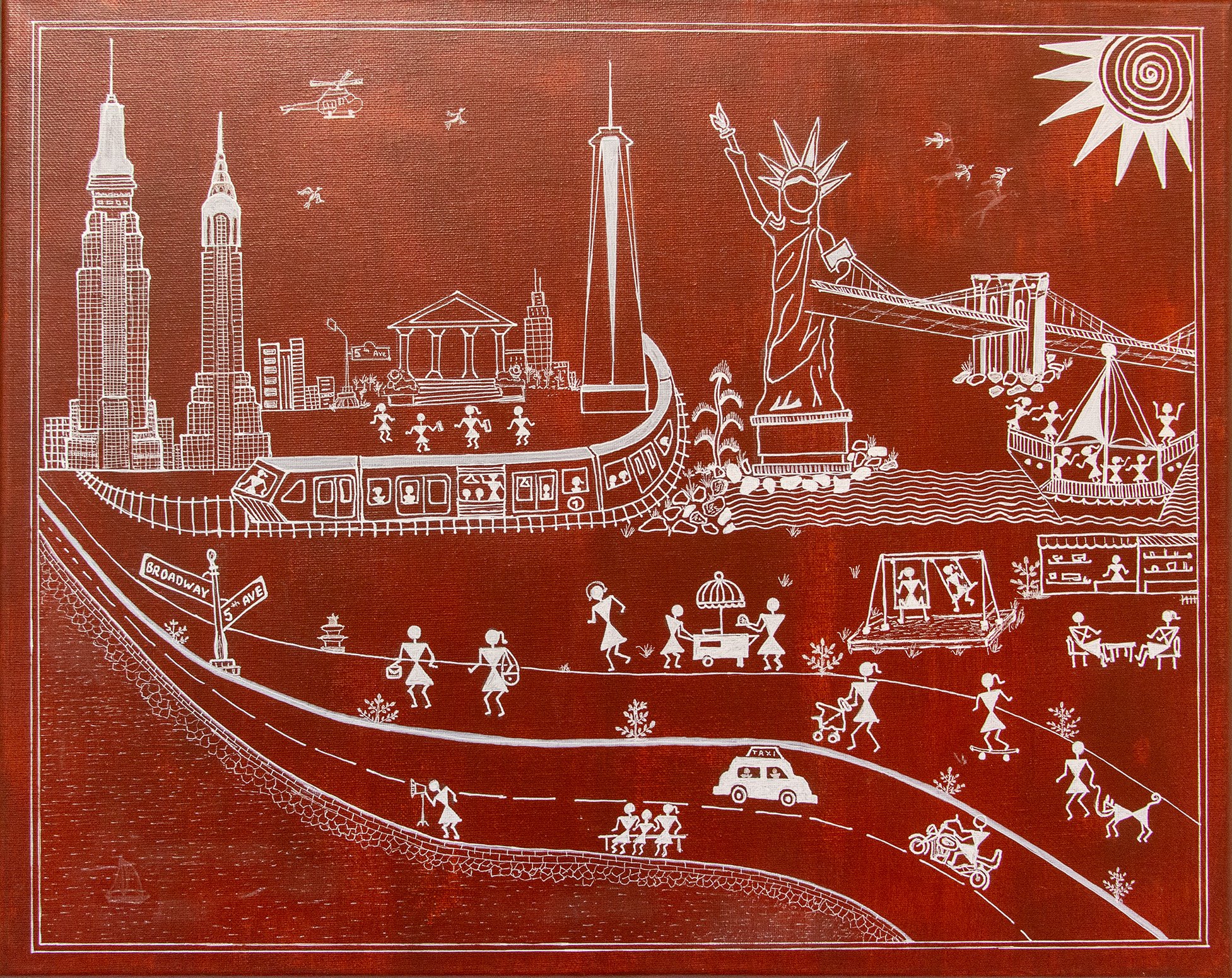   Warli New York   
Manisha Joshi 
Acrylic 
Not for Sale