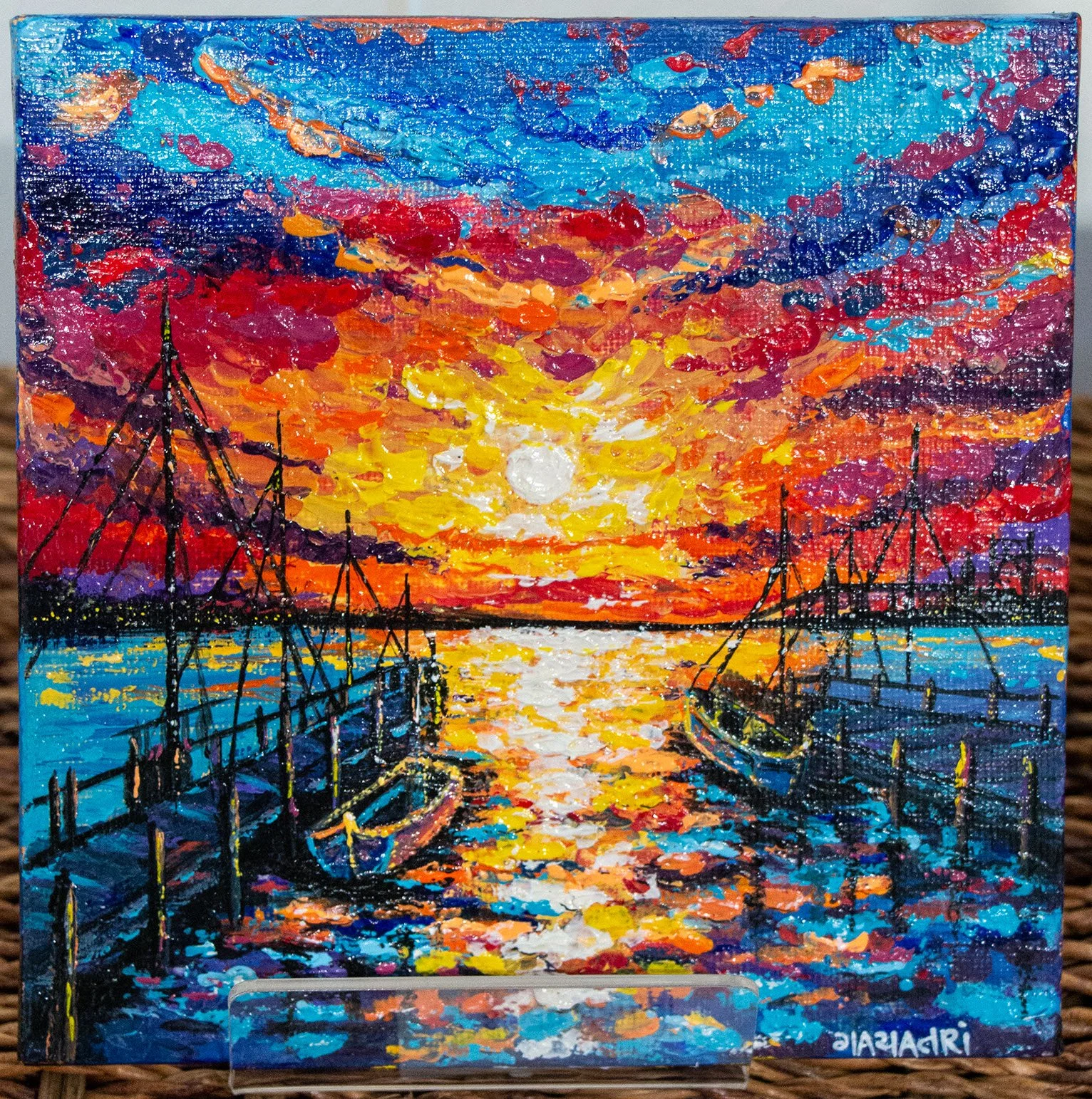   Skylit Harbor   
Gayatri Radhakrishnan 
Acrylic Painting 
$125