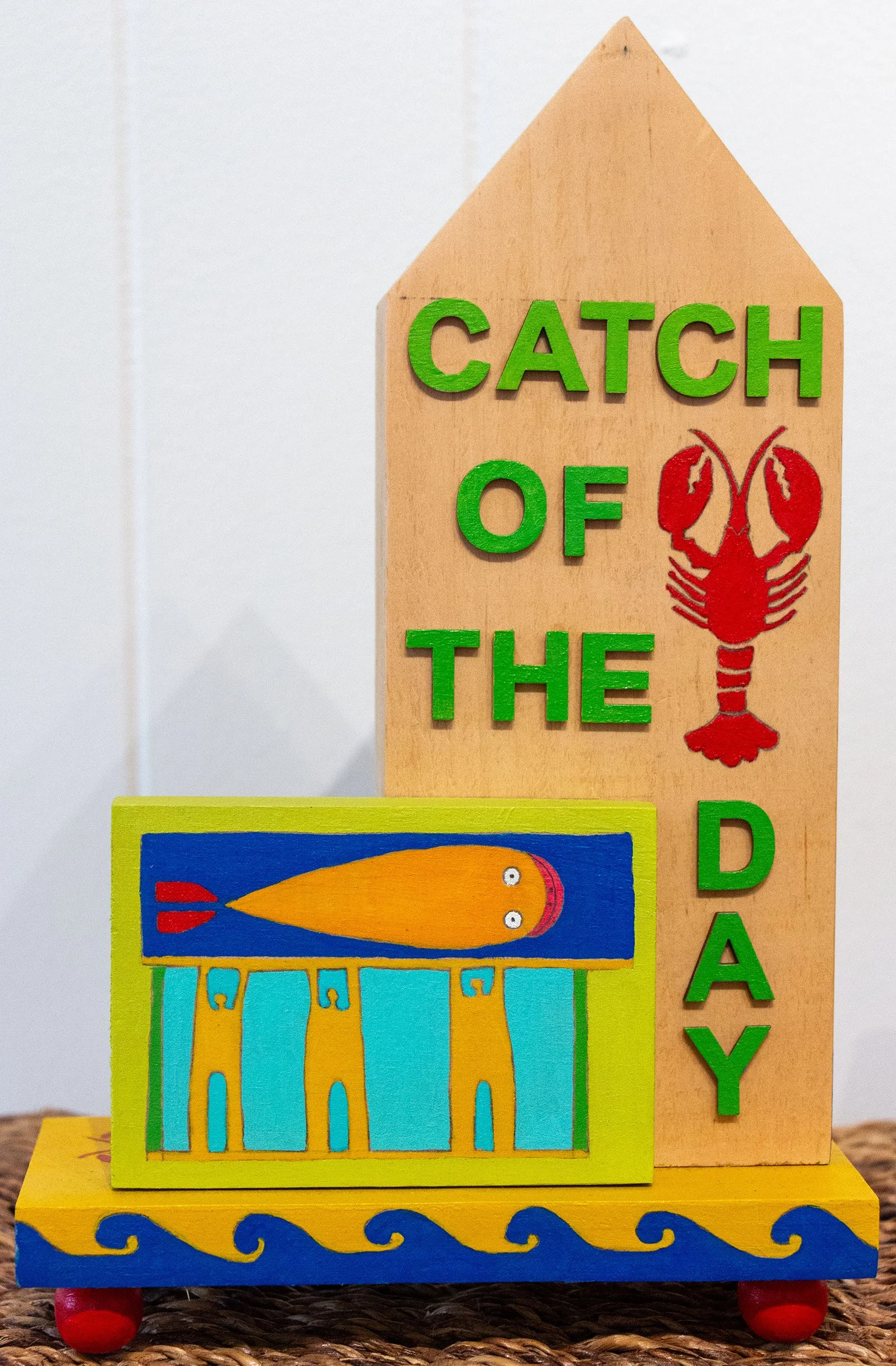   Catch of the Day   
Amy Schachter 
Acrylic Paint and Graphite on Wood 
$650
