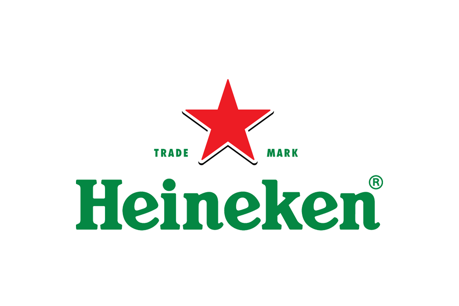 The Heineken beer logo featuring a red star and green text on a black background.