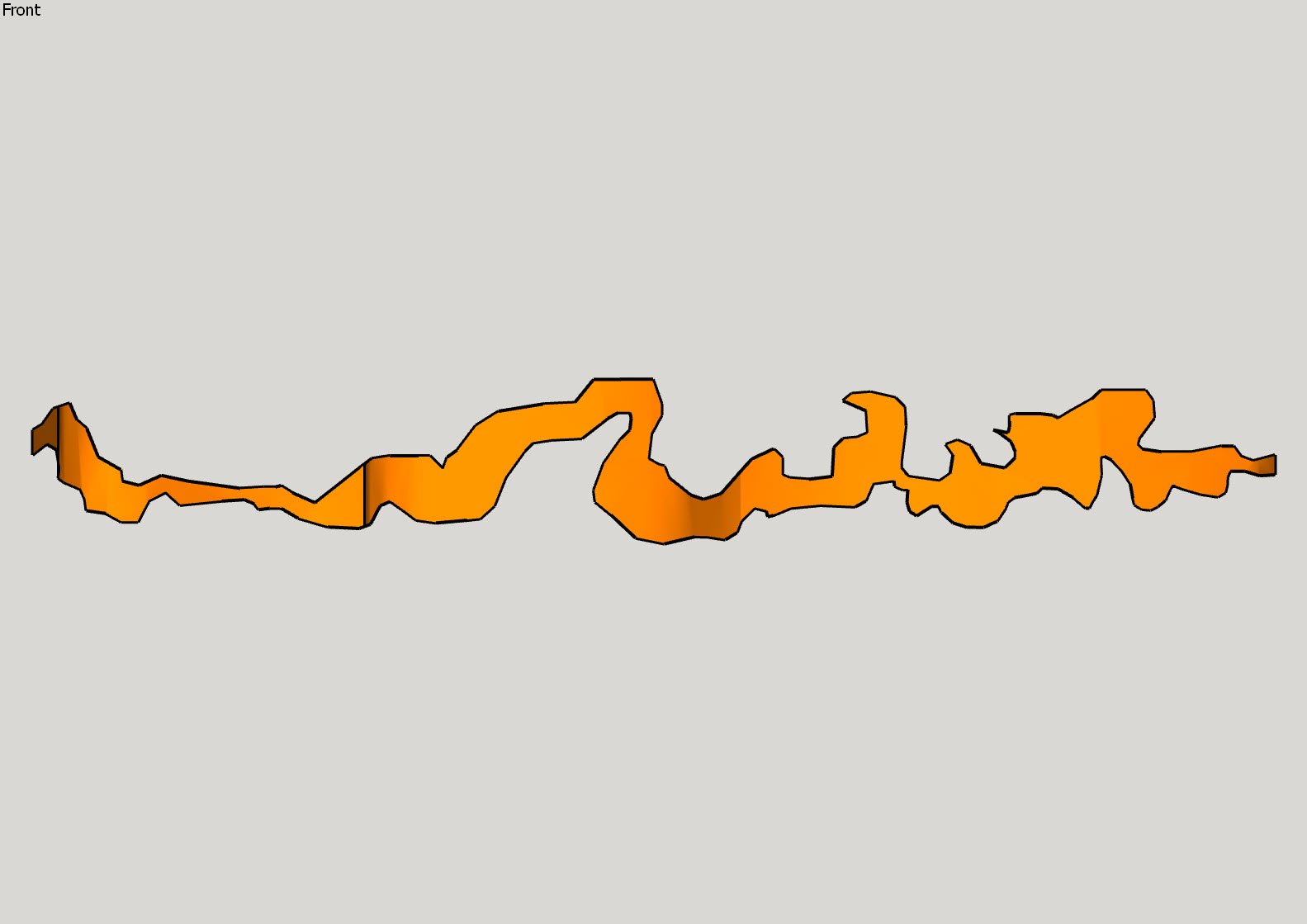Side view of the traced ribbon profile.