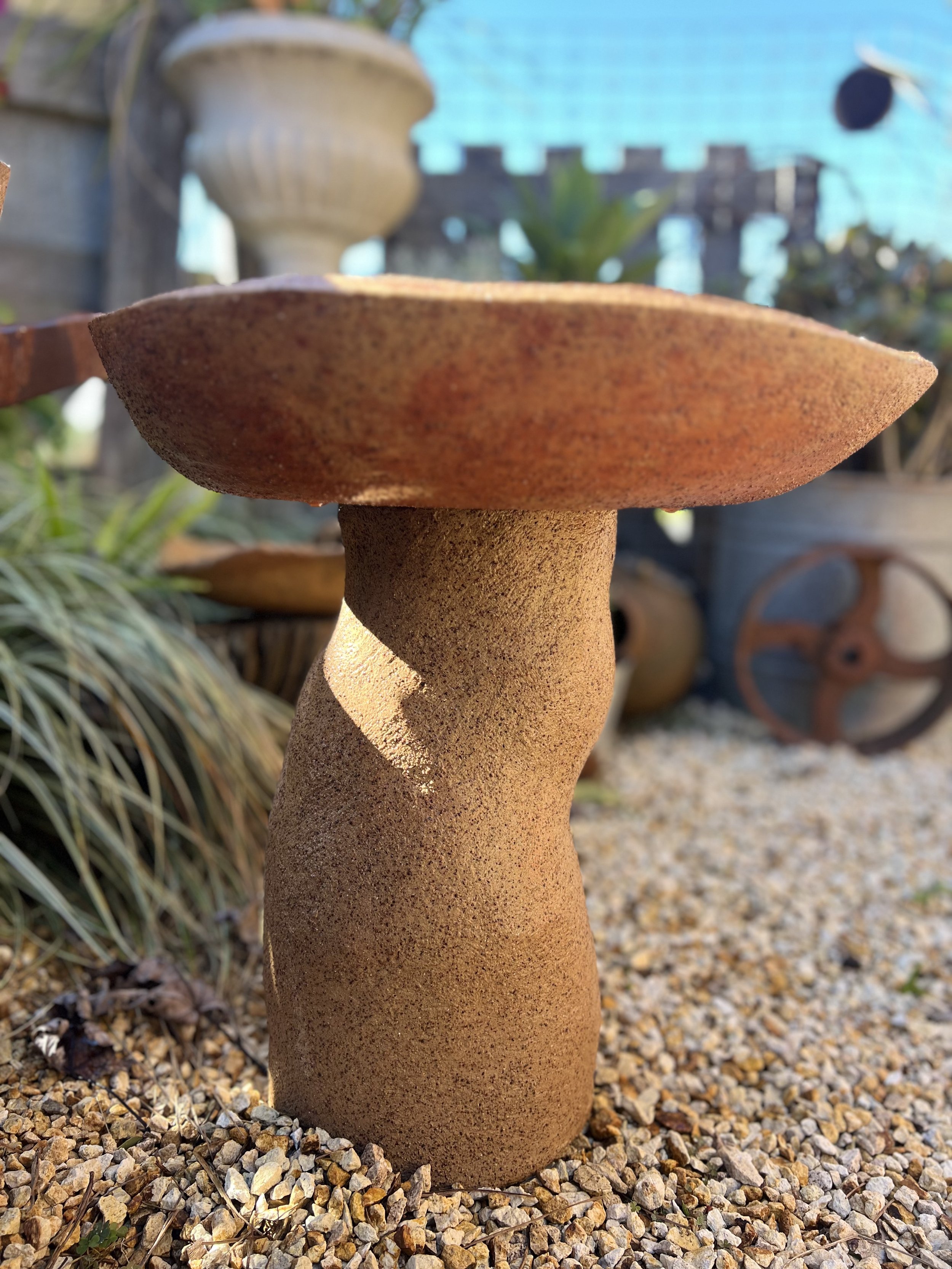 The dancing birdbath red hues