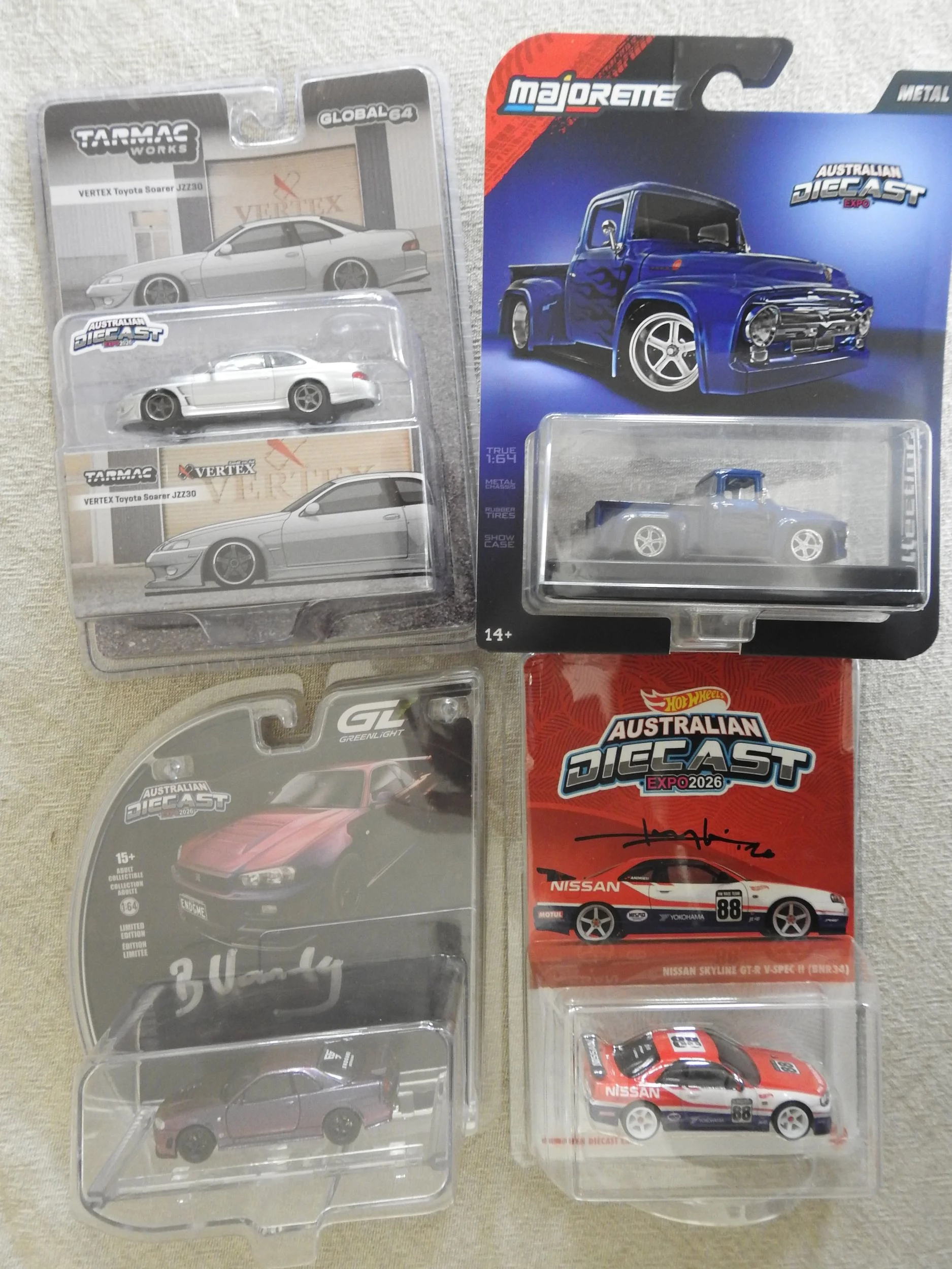 australian diecast expo 2026 nissan skyline r34 hot wheels majorette ford f100 tarmac works greenlight endgame