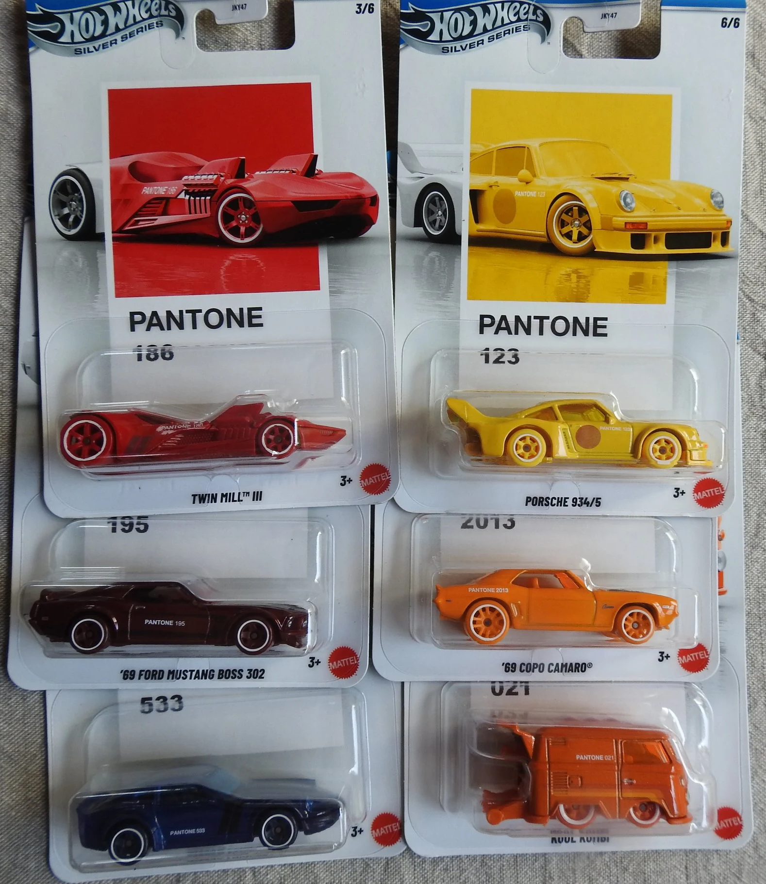 Hot Wheels Pantone Color Collection Set of 6