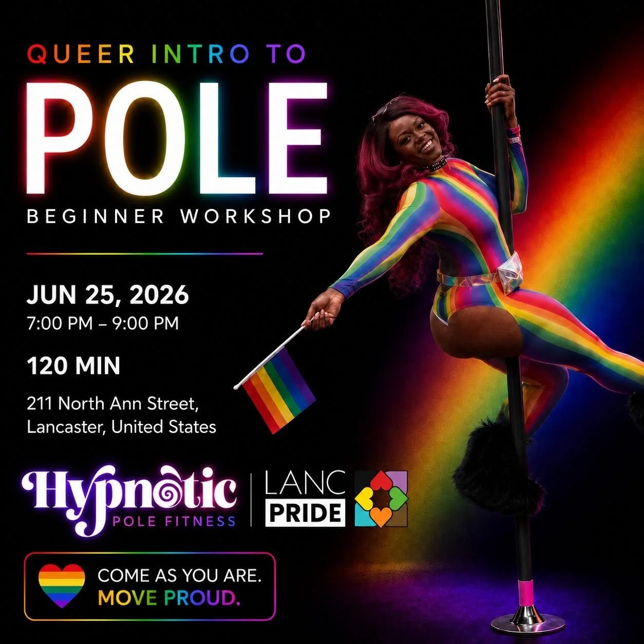 Hypnotic Pole Fitness Queer Intro to Pole Workshop