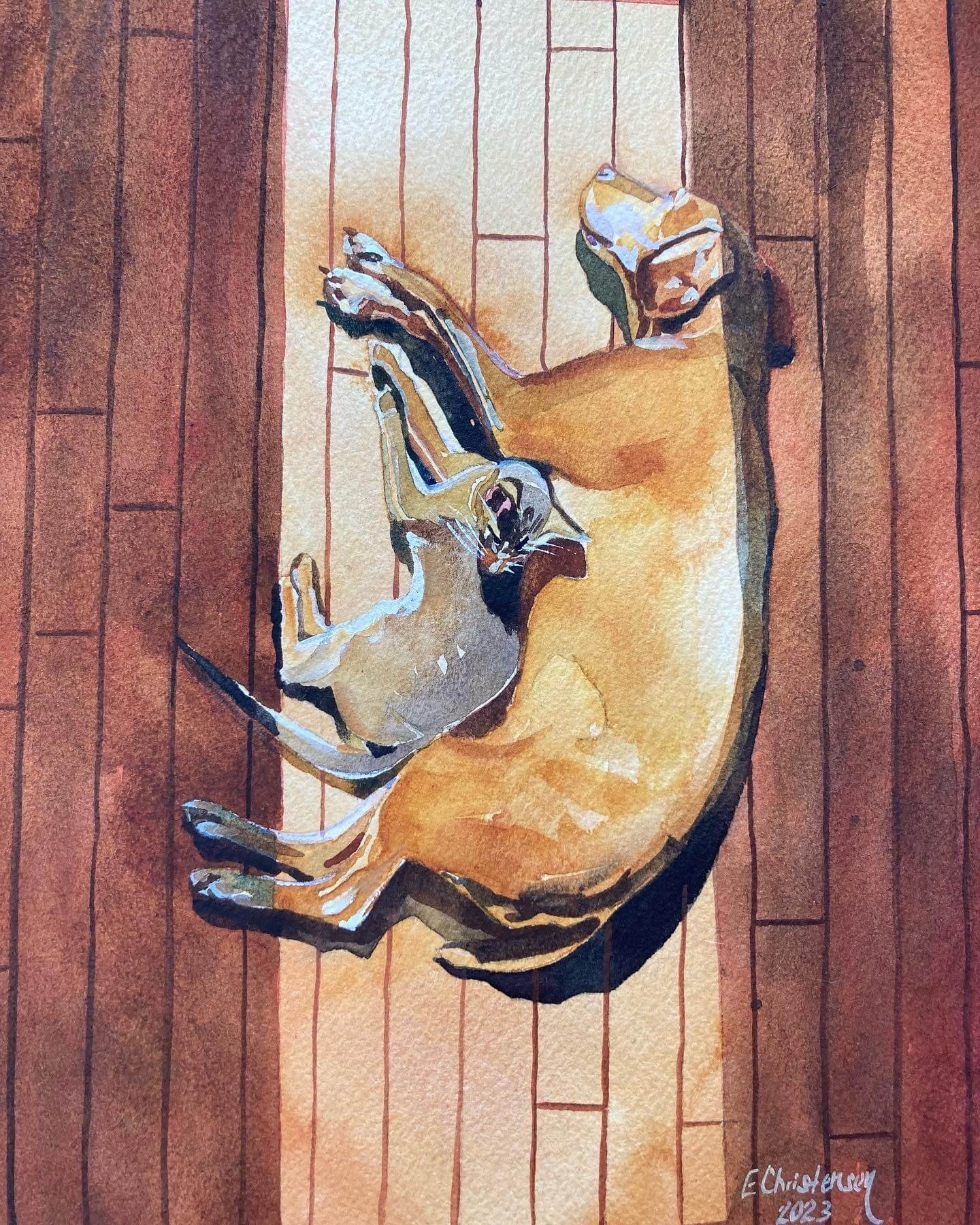 Let_sleeping_dogs_lie_EChristensen_watercolour_on_paper_8x10.jpg