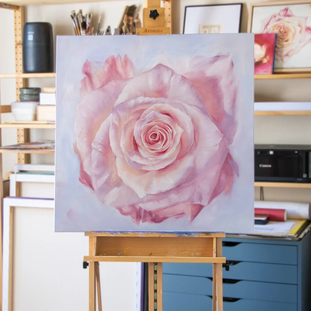 RPalesca-pink rose in a field of blue-studio.jpg