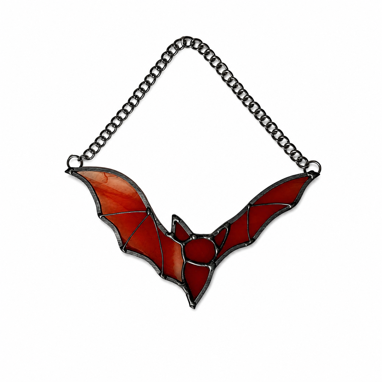 vampire bat red and clear stained glass