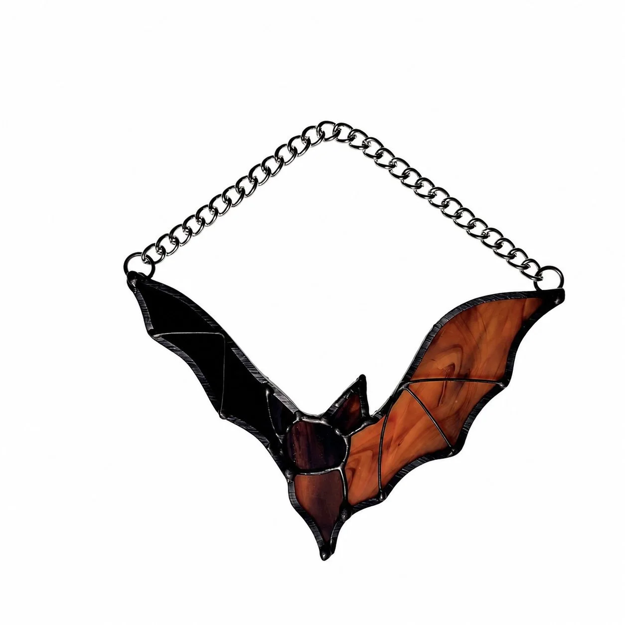 Flying bat stained glass peach and deep blue