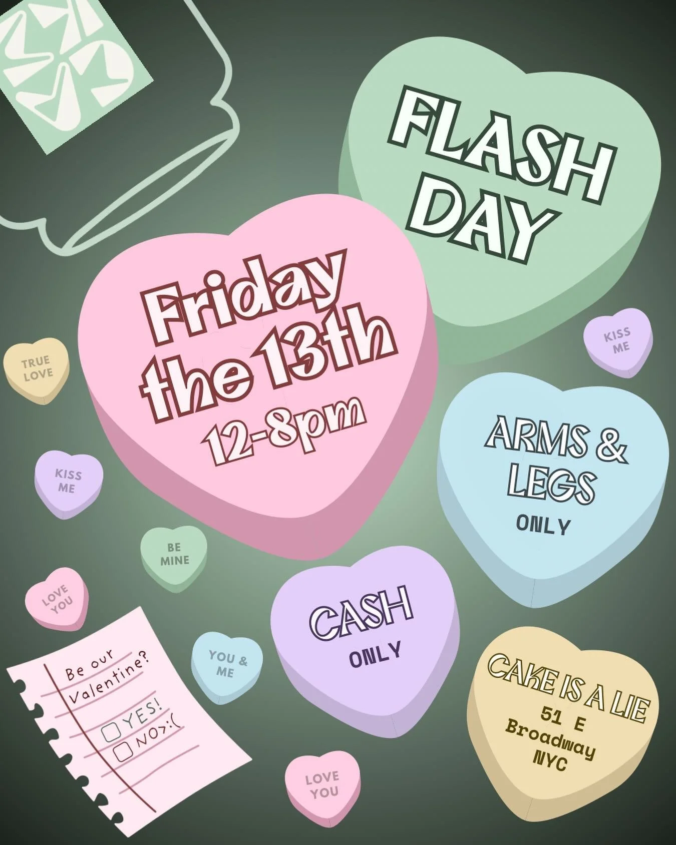 🖤Will you be our Friday the 13th Valentine?🖤

Flash sheets coming next Friday👀 Stay tuned for more~~

#fridaythe13thtattoo #thingstodonyc #valentinesday #nyctattoo #flashday