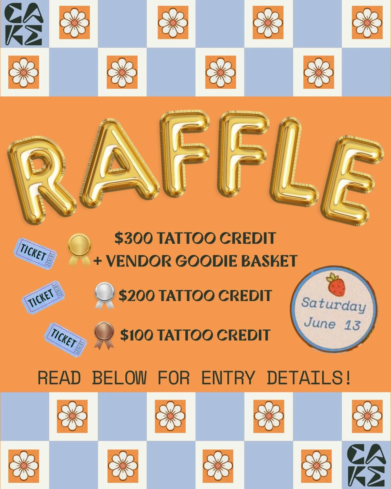 🎉🎟️It&rsquo;s Raffle Time🎟️🎉

Market Raffle Winner Tiers:
🥇 $300 Tattoo credit + vendor basket
🥈 $200 Tattoo credit
🥉 $100 Tattoo credit

✨ENTRY DETAILS:✨
&bull; 1 entry - RSVP via Partiful (link in bio!)
&bull; 1 entry - Visit our Instagram p