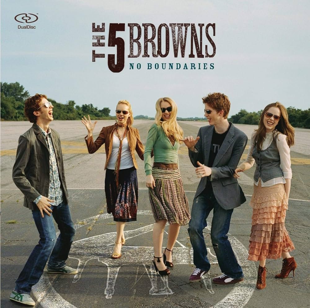 Sony Classical label's release 'The 5 Browns, No Boundaries'. A collection of multiple piano works including duos, solos and symphonic arrangements of Stravinsky's Firebird and Gershwin's Rhapsody in Blue.
