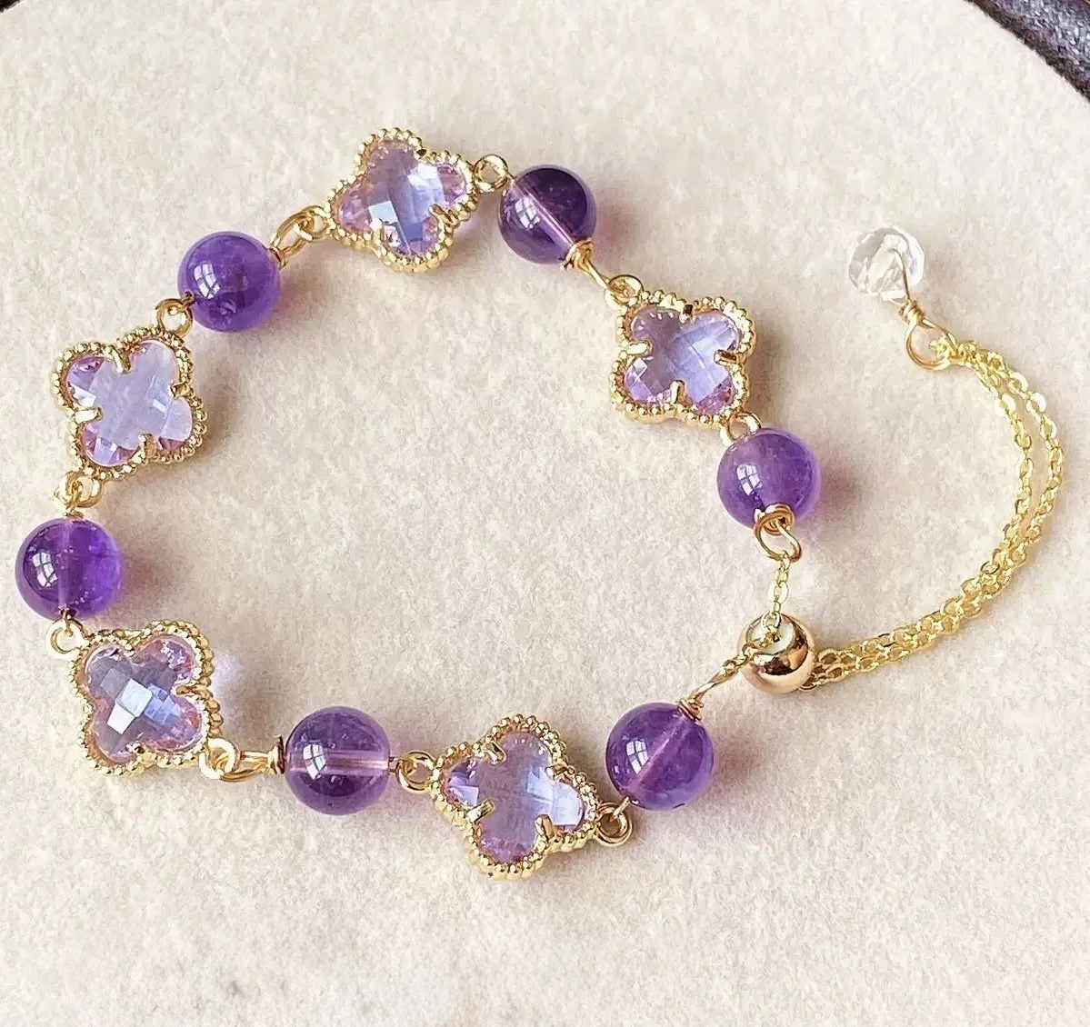 14K Gold-Filled Wuhua Amethyst Bracelet