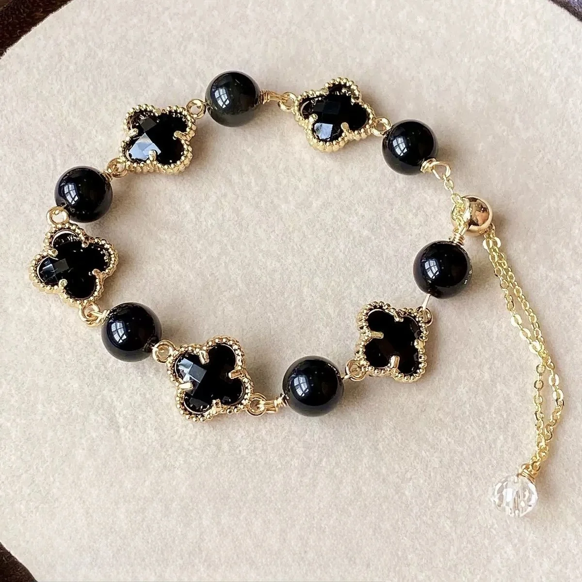 14K Gold-Filled Wuhua Obsidian Bracelet
