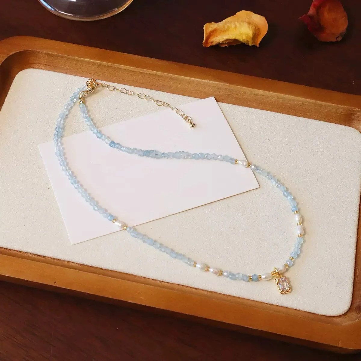 Aquamarine Crystal Pendant Necklace