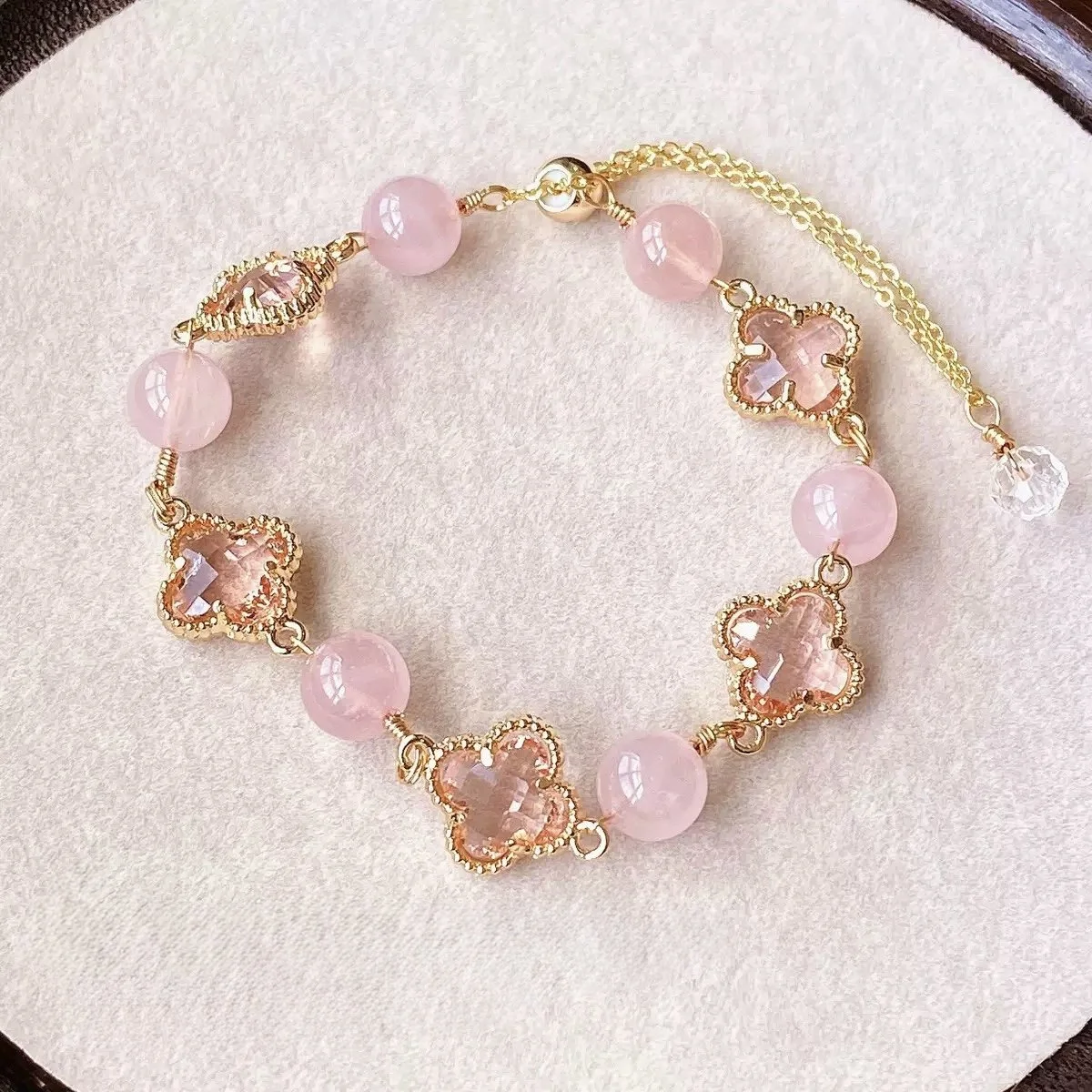 14K Gold-Filled Wuhua Rose Quartz Bracelet