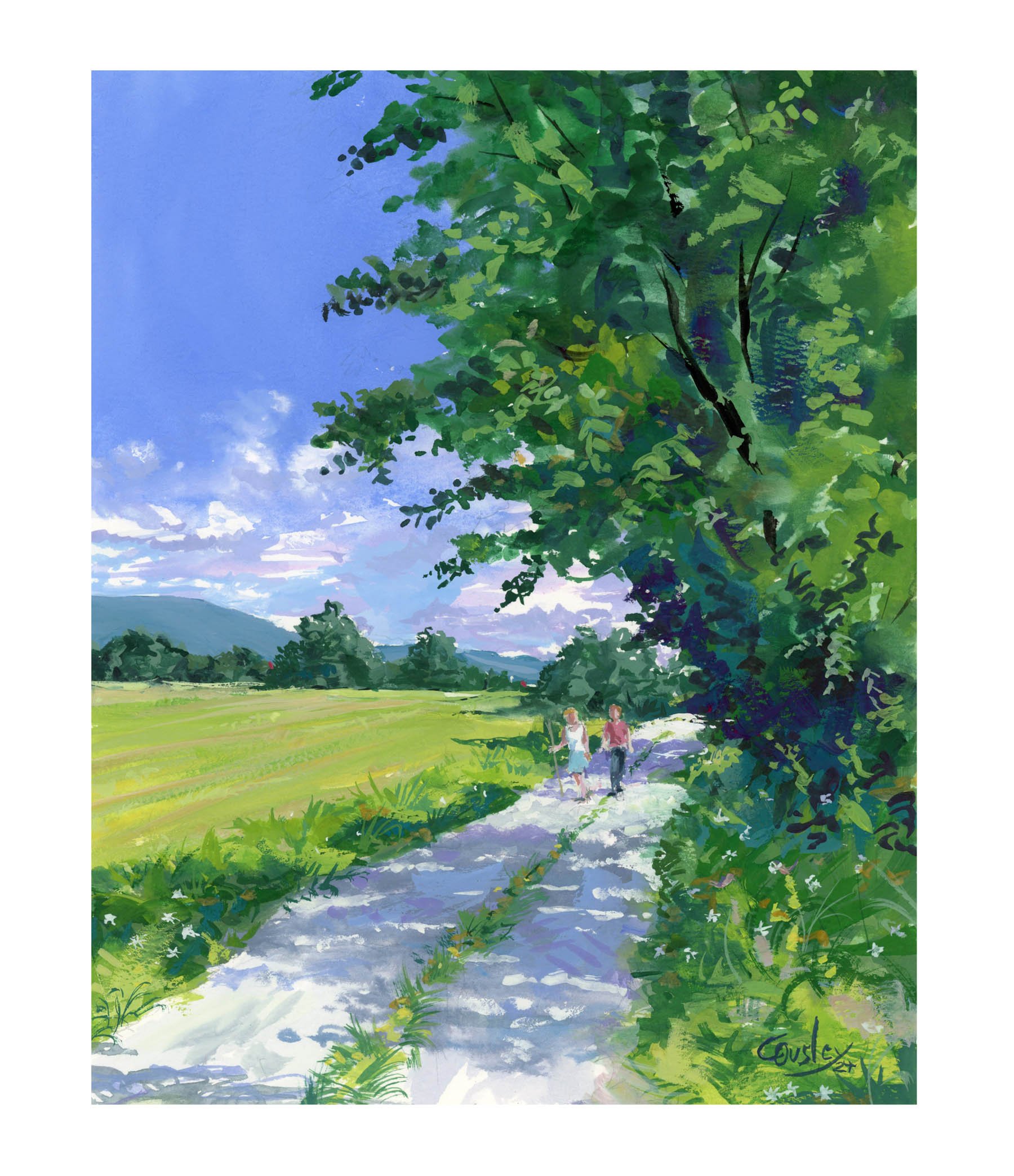 Afternoon Walk (gouache 8x10)