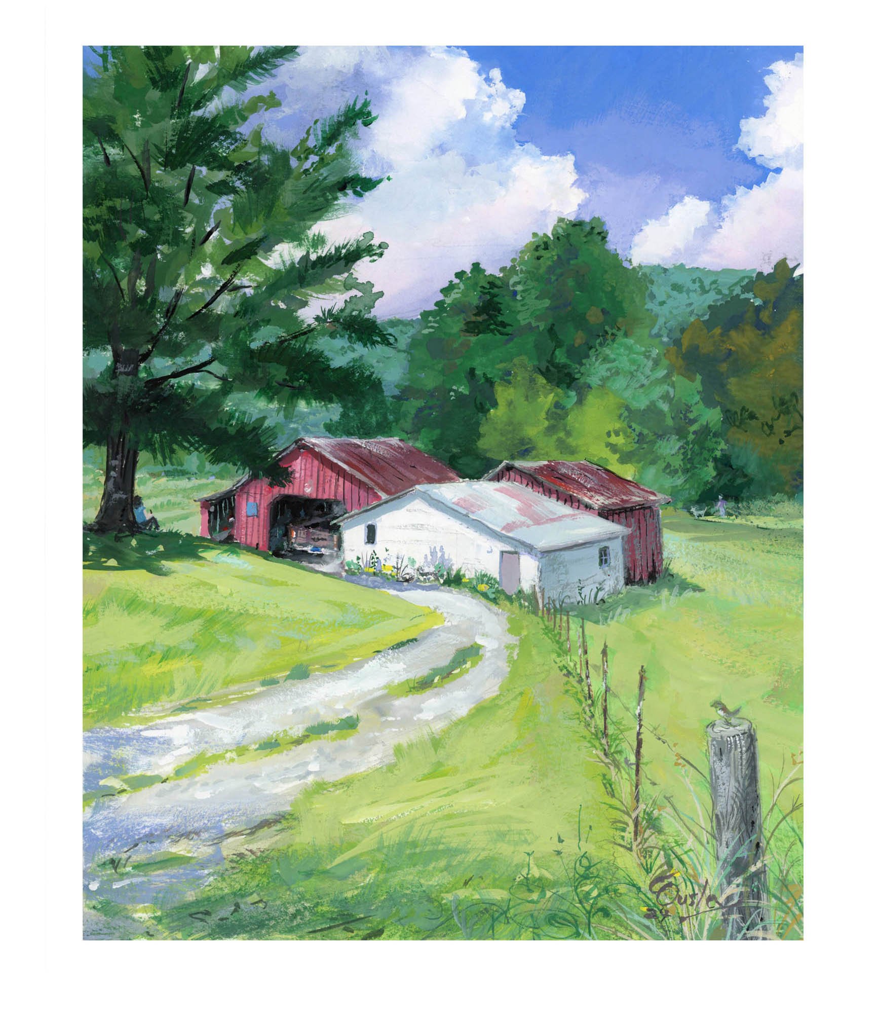 Sunday Afternoon (gouache 8x10)