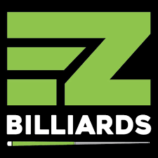 Logo of EZ Billiards in green and black text featuring a stylized 'EZ' with the word 'Billiards' below