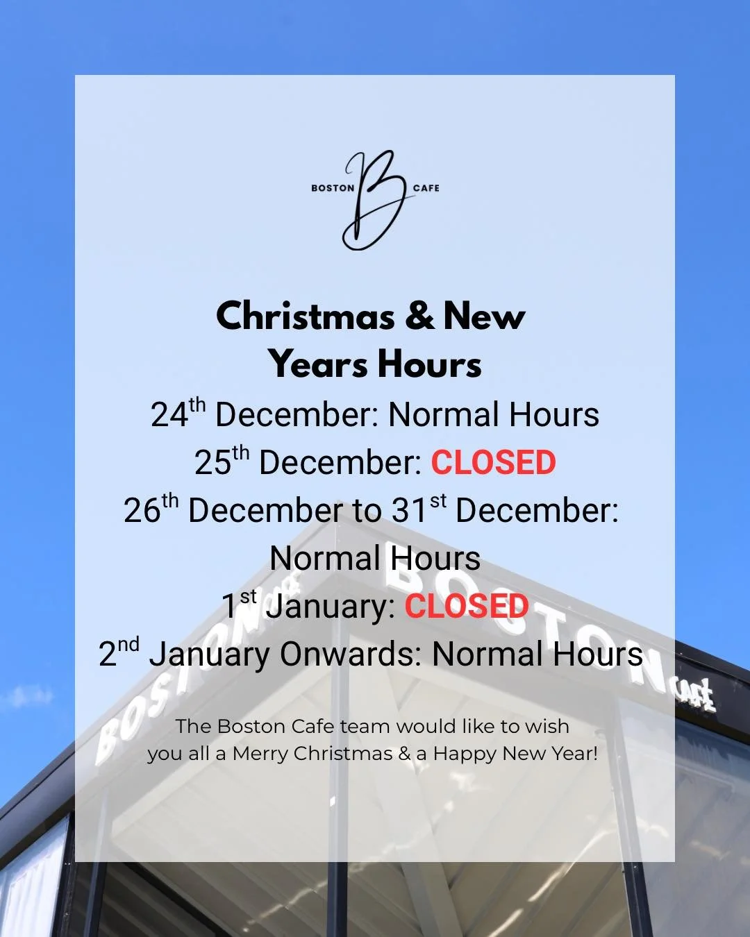 Our Christmas and New Years hours for 2025 are here! We will be closed on Christmas Day and New Years Day, every day in between and after are our normal hours. 

We would like to wish all our customers and friends a Merry Christmas &amp; Happy New Ye
