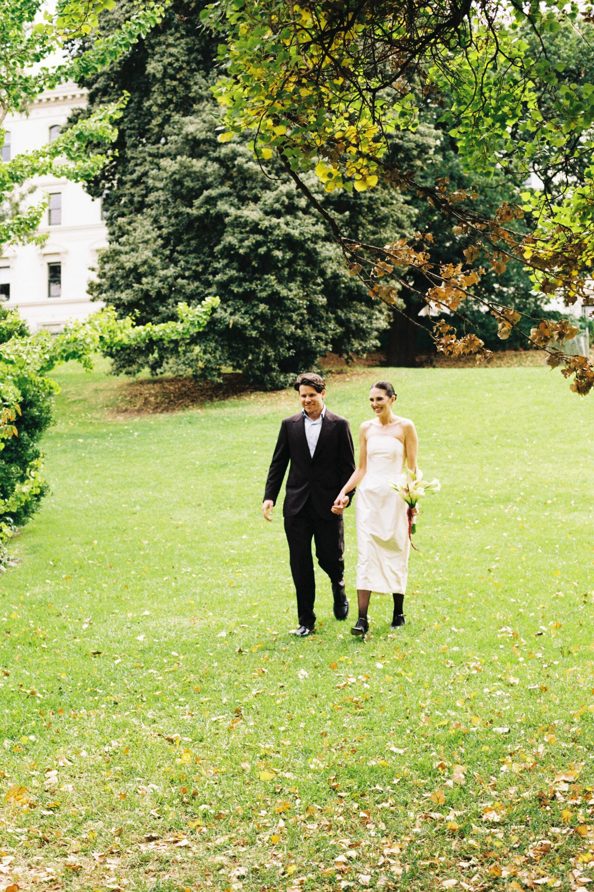 Bride and groom at fitzroy gardens