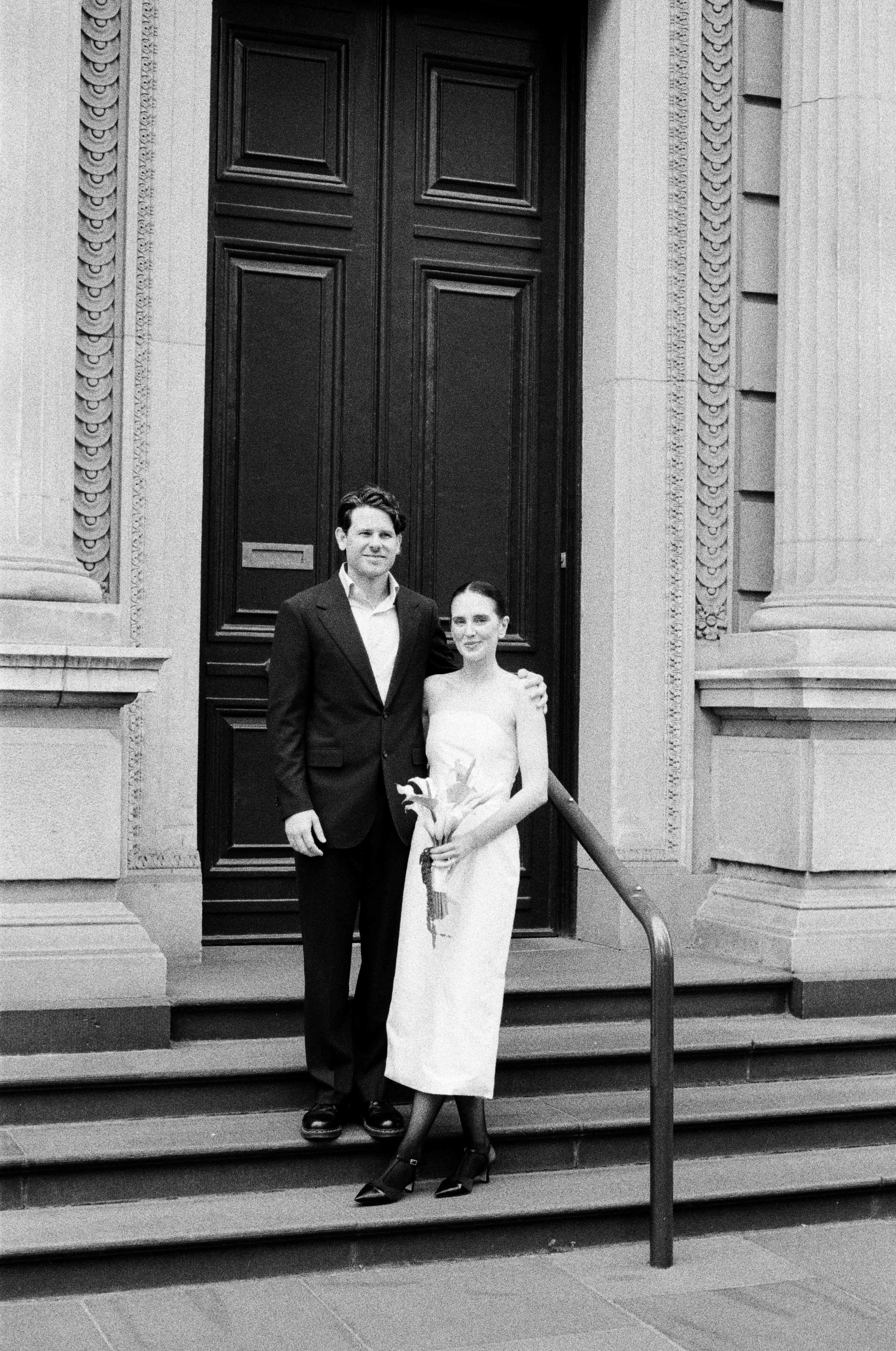 Bride and groom at the wedding registry