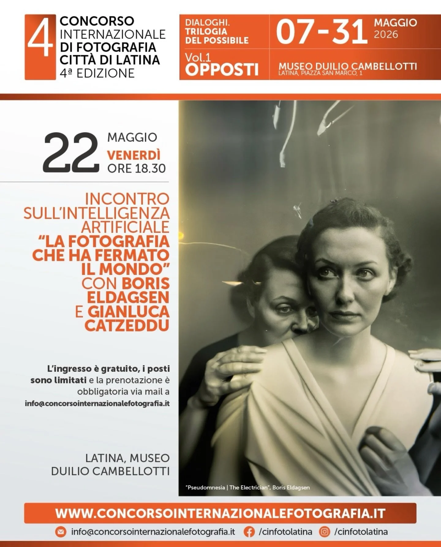 Il 22 maggio 2026 intervister&ograve; Boris Elgadsen! Artista che con una foto generata con l&rsquo;AI vinse il Sony Award e poi rifiut&ograve; il premio aprendo la discussione su fotografia e AI. Tutte le info su @cinfotolatina