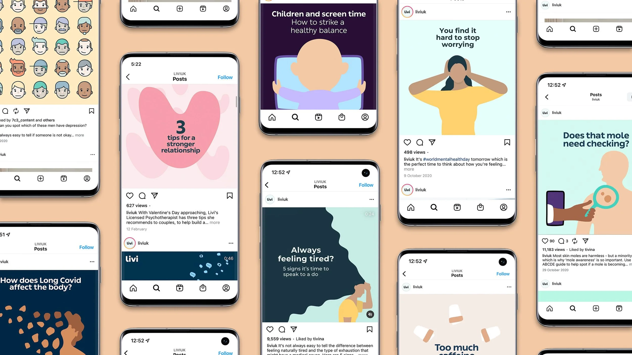 A selection of Instagram posts created for Livi