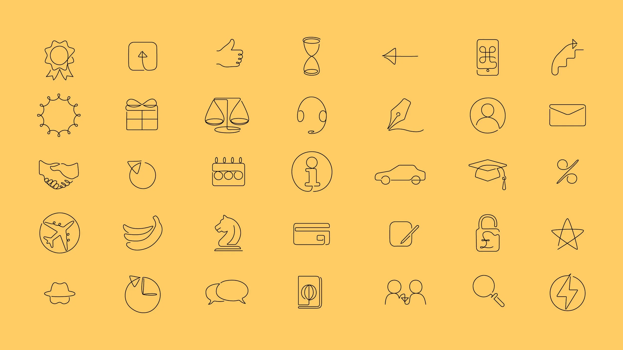 Icons used on the Plata website and app