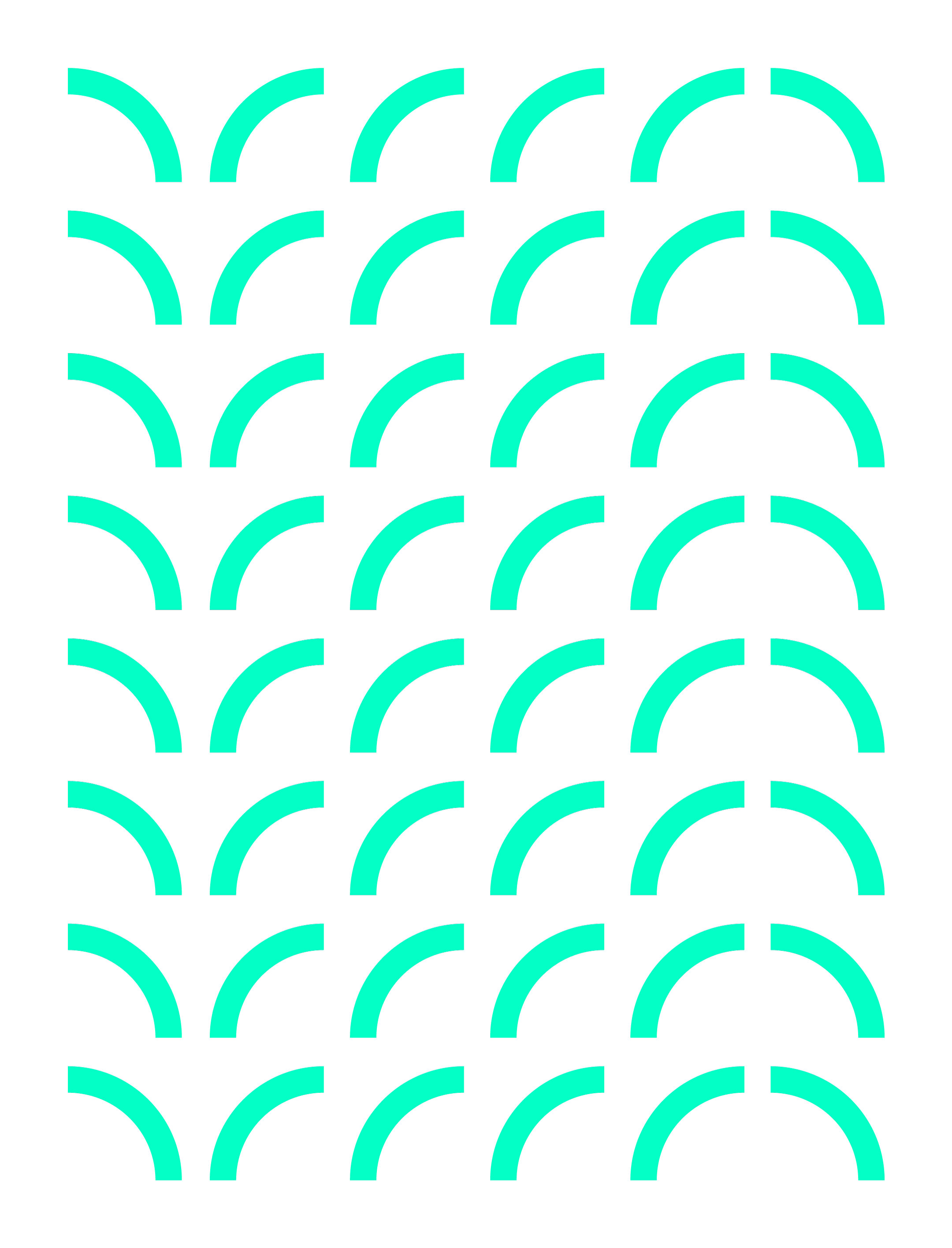 Pattern of glowing cyan semicircles arranged in a grid on a black background.