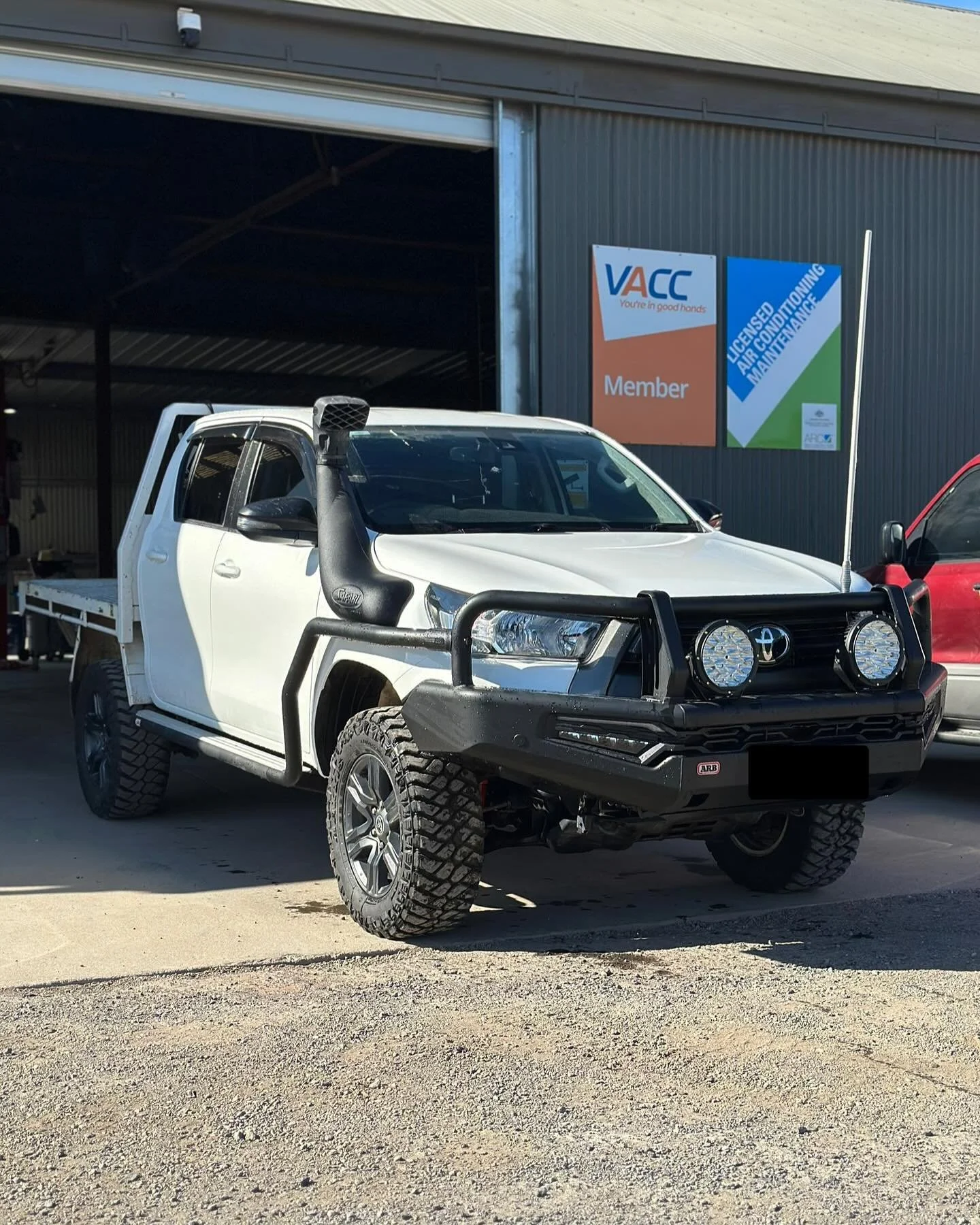 2023 Toyota Hilux SR in for a full front-end overhaul, new driveshafts, Pedders 2 inch shocks, upper &amp; lower control arms, sway bar bushes, links, plus a full major service. 
All Genuine Toyota Parts Used ✅