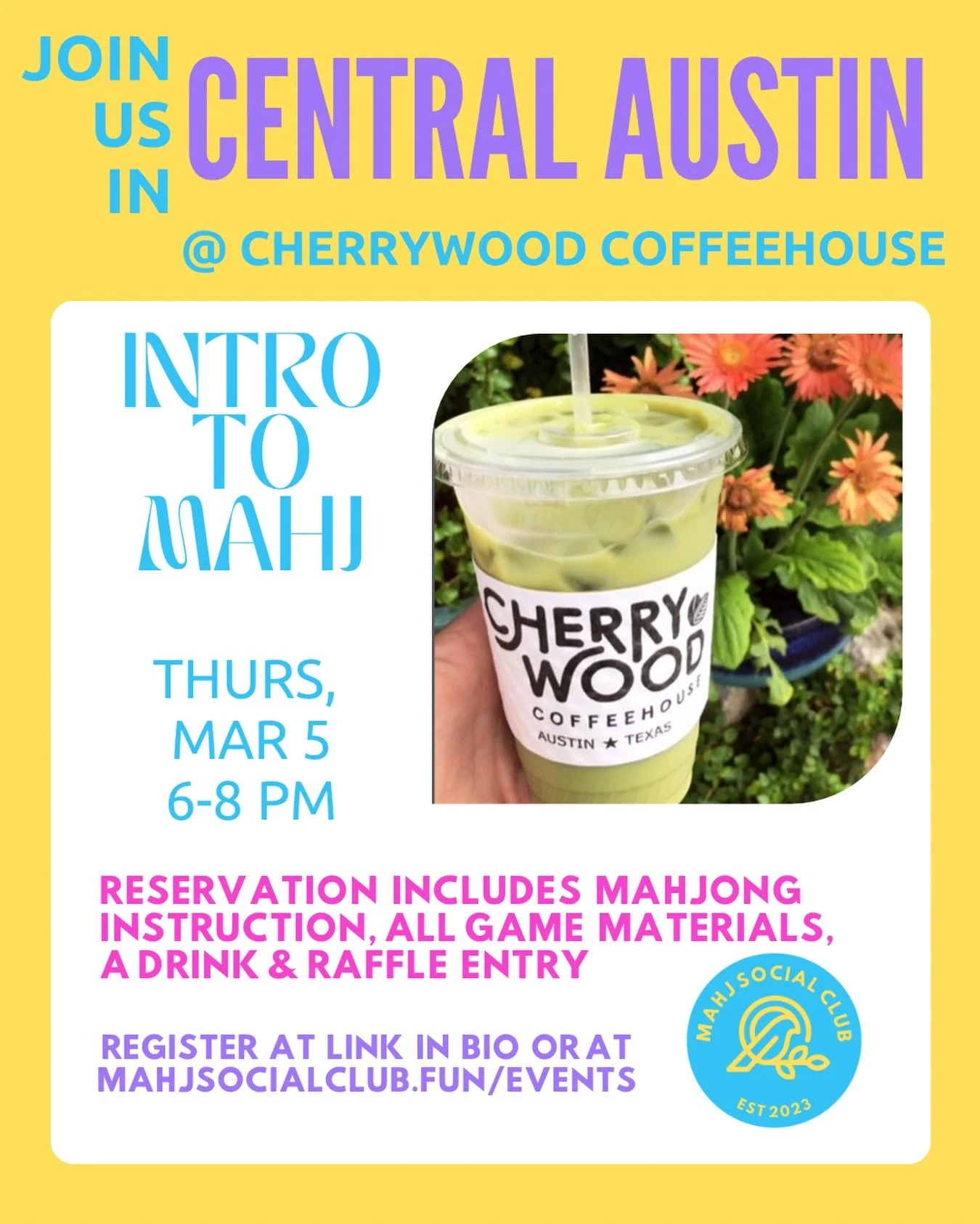 Central Austin, we&rsquo;re coming your way this week ✨

Join us at Cherrywood Coffeehouse for an Intro to Mahj night that&rsquo;s equal parts Mahj, connection, and fun.

If you&rsquo;ve been mahj-curious and ready to finally sit at the table, this i