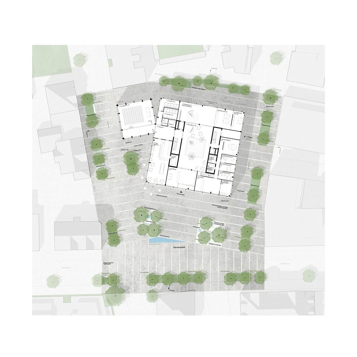 Stadthaus Romanshorn &ndash; Switzerland &ndash; Competition Entry

In collaboration with @studiokomaba we've developed a concept for a new civic center and public plaza in Romanshorn on Lake Constance.
Our design unifies a series of previously disco