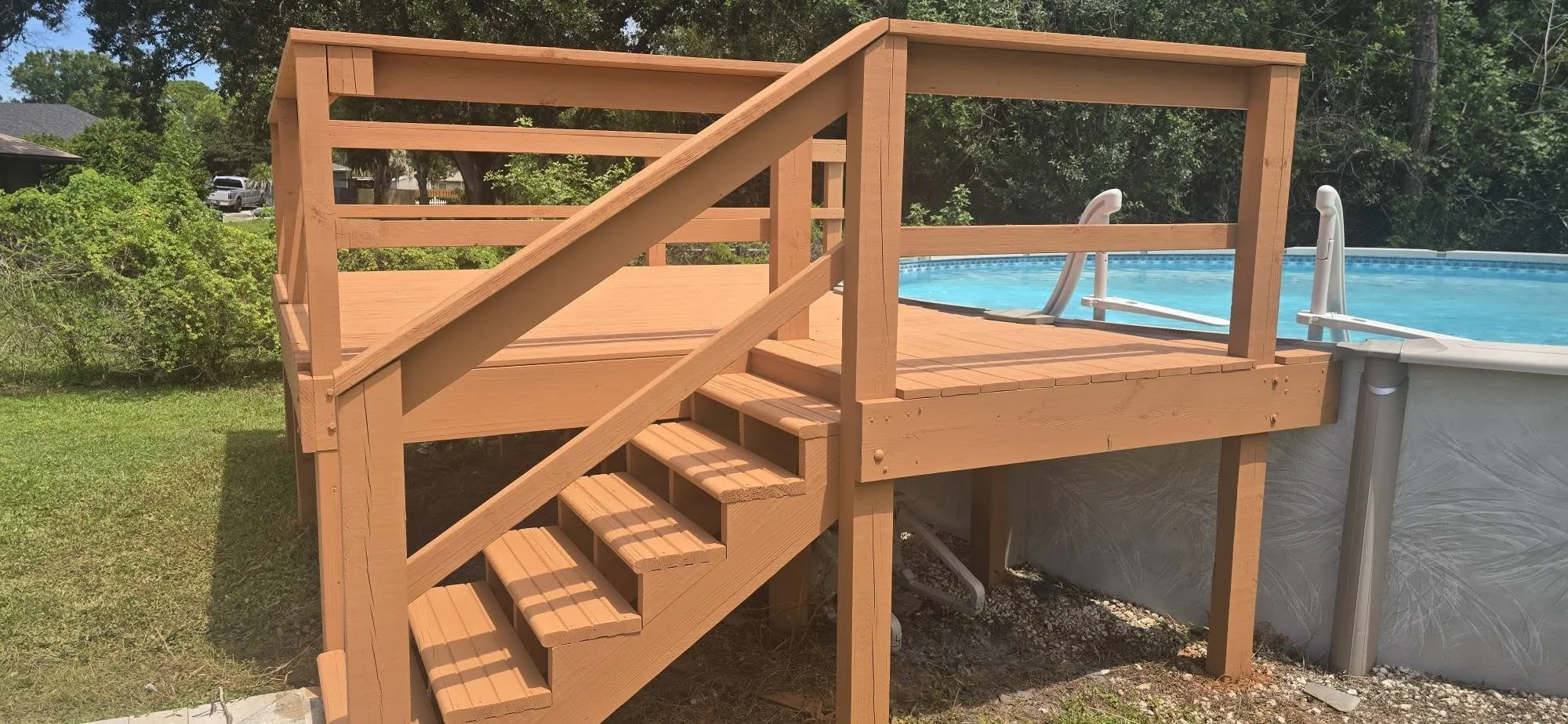 Above Ground Pood Deck Painted