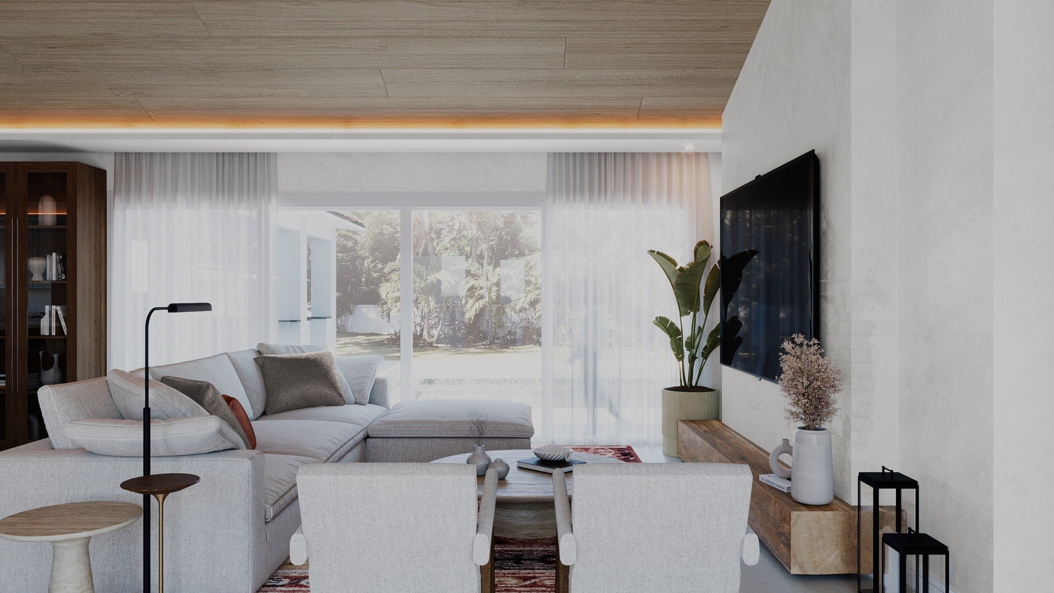 Here&rsquo;s a peek into the living room of our Tampa renovation &mdash; a rendering of a space that&rsquo;s both fresh and deeply rooted in family history. This forever home has been in the family for decades, and our goal has been to honor its stor