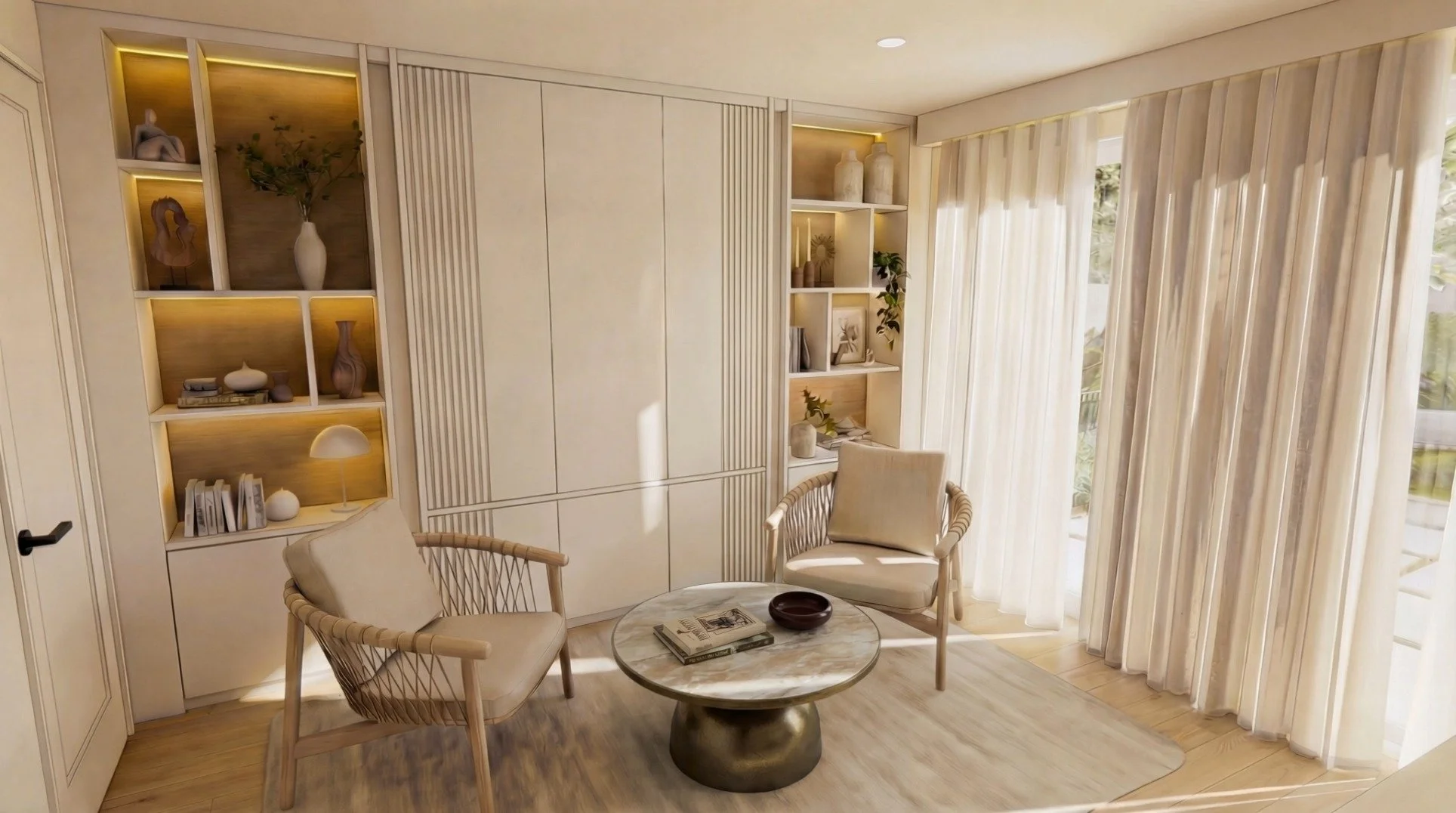 Not every room begins with a clear purpose&mdash;and sometimes, those are the ones that require the most thoughtful design.

This space sits on the first floor of the home, caught between functions. It connects directly to the outdoor patio&mdash;the