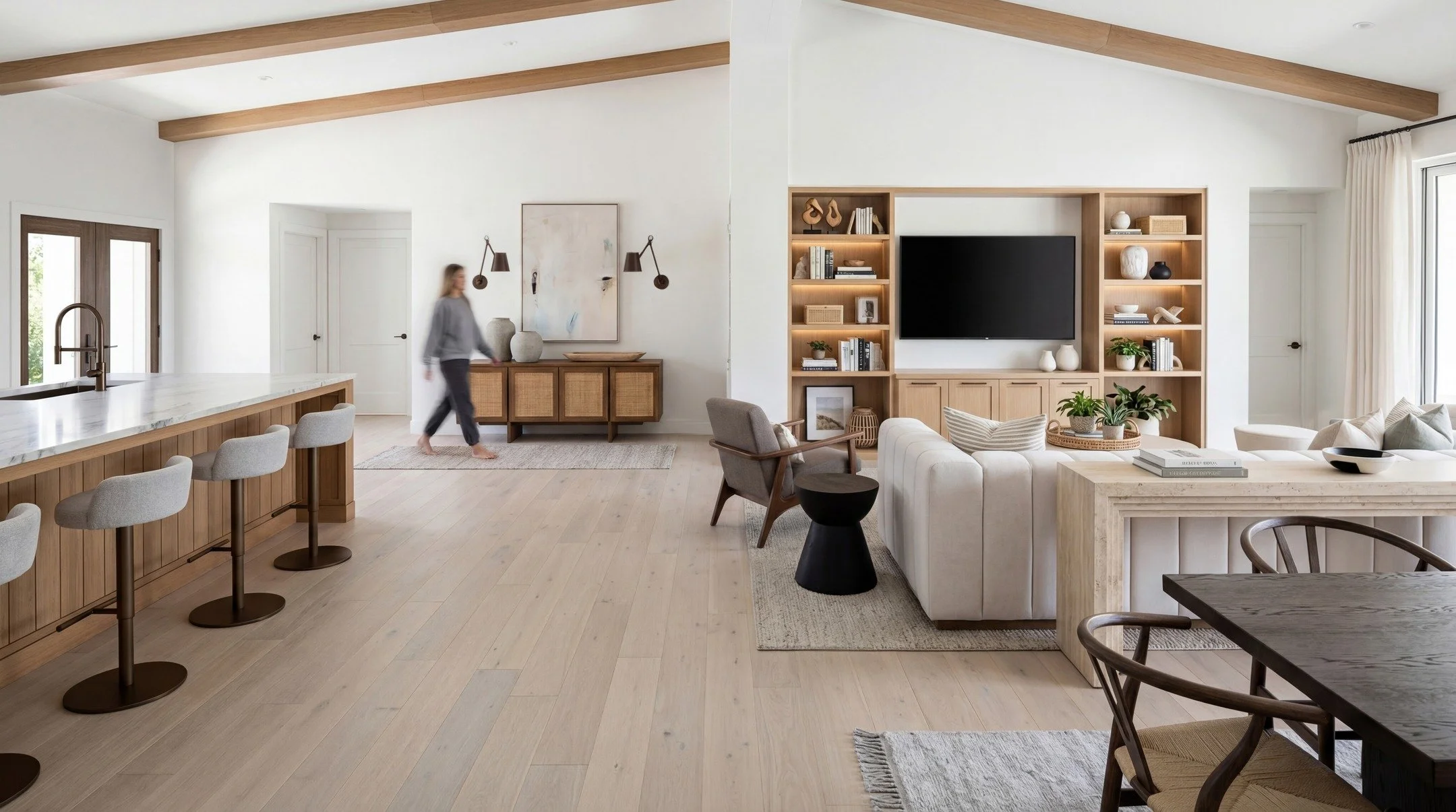 This is one of my favorite views from this home we designed&mdash;light-filled, airy, yet layered with warmth and ease.

There&rsquo;s an intentional balance here between openness and comfort, designed to encourage a slower pace and a sense of ease.
