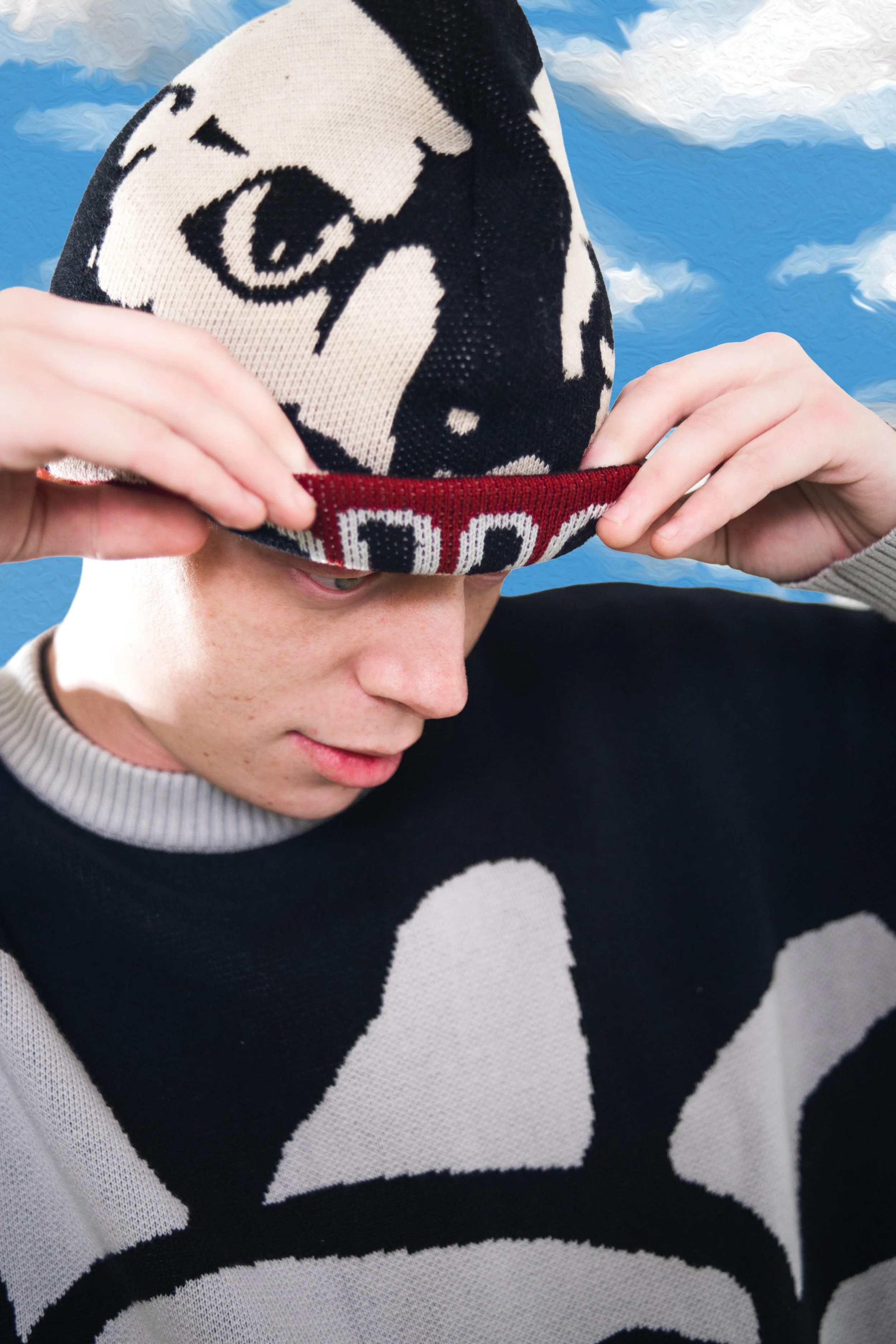 SKULLY  // REVERSIBLE BEANIE // BLOOD