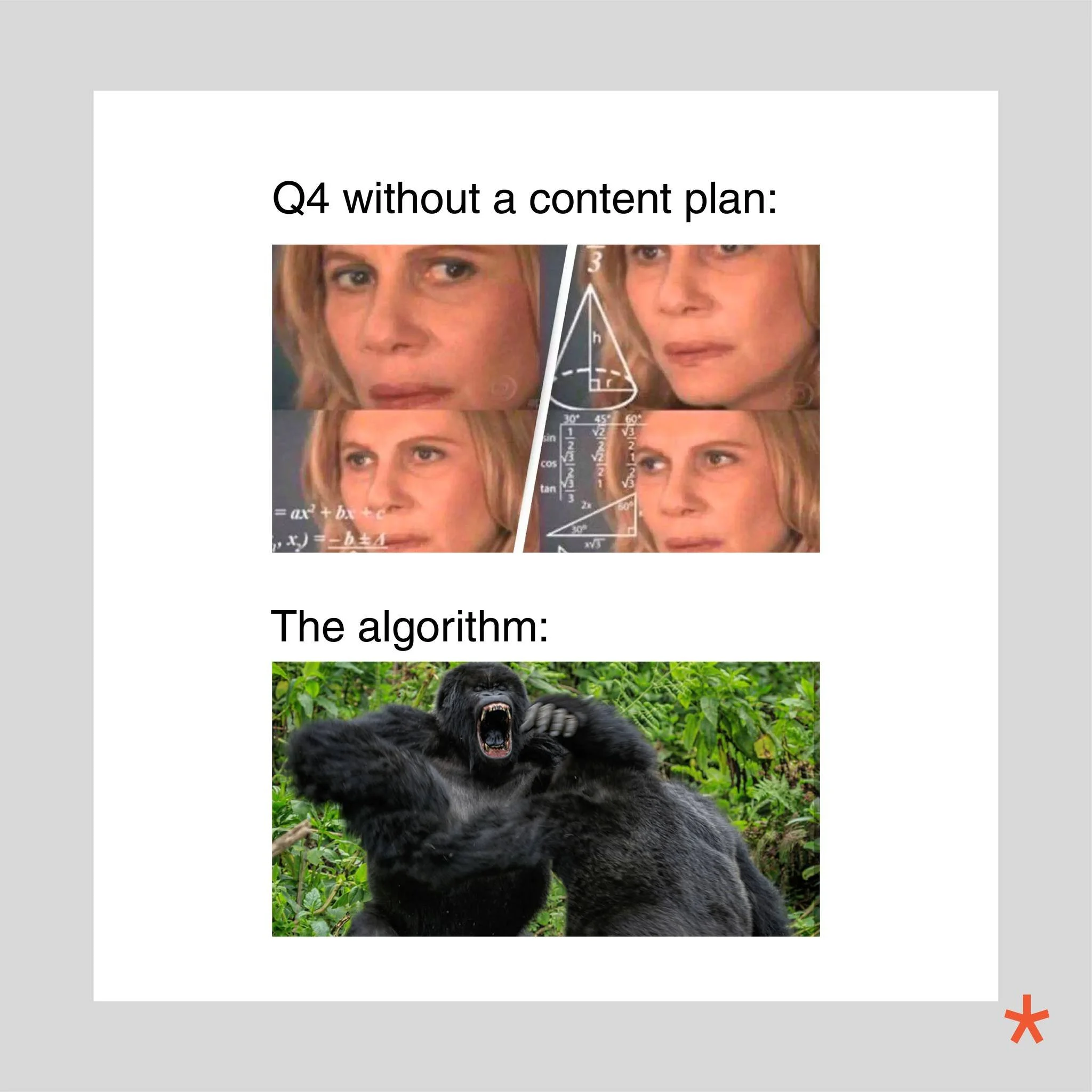 When you&rsquo;re heading into Q4 without a strategy 👀
You're not fighting competitors&mdash;you&rsquo;re fighting the algorithm.
📉 Missed deadlines
📉 Missed engagement
📉 Missed sales

Let&rsquo;s flip the script. Q4 is where growth happens&mdash